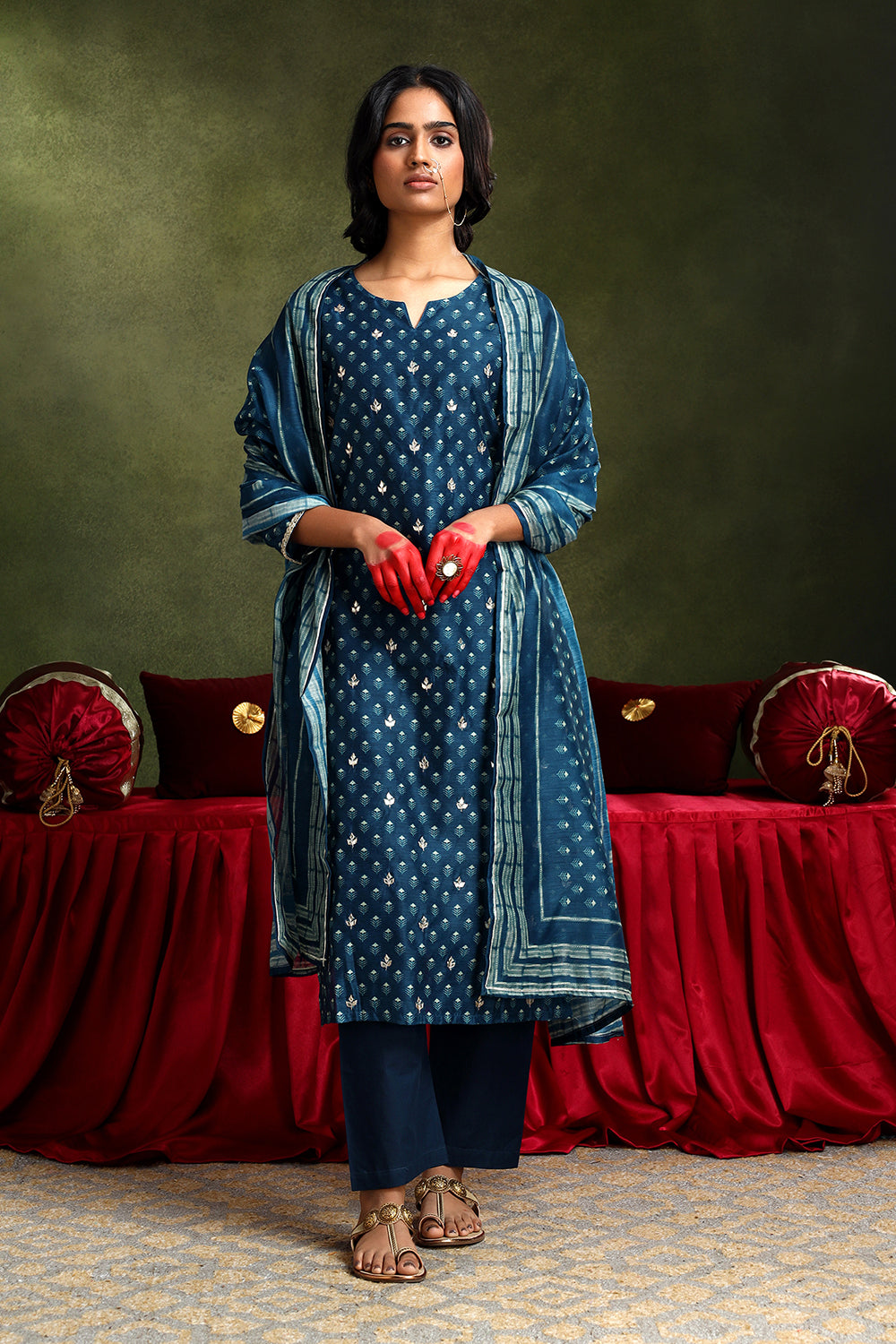 Blue Chanderi Suit Set | HER-405