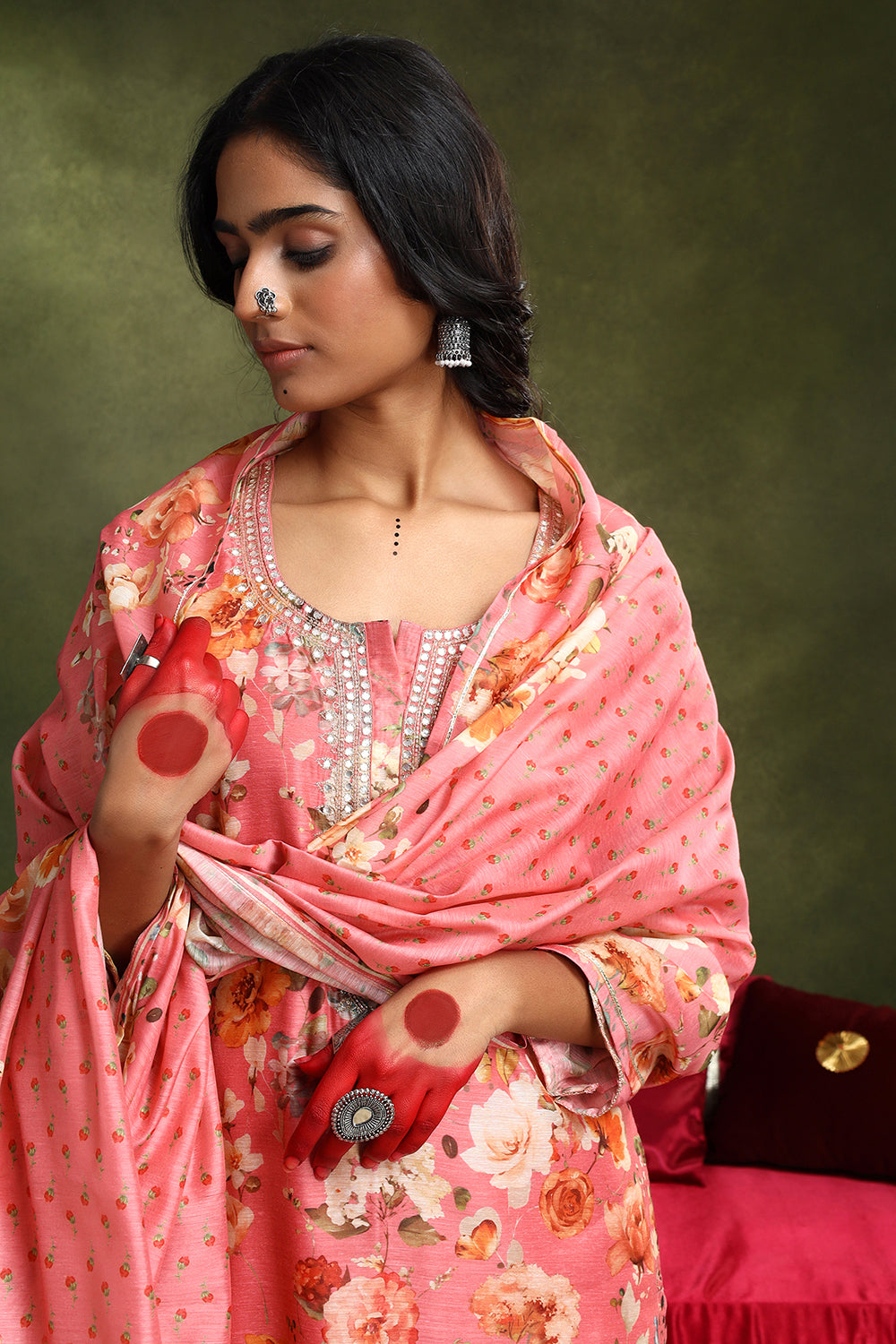 Pastel Pink Chanderi Suit Set | HER-407