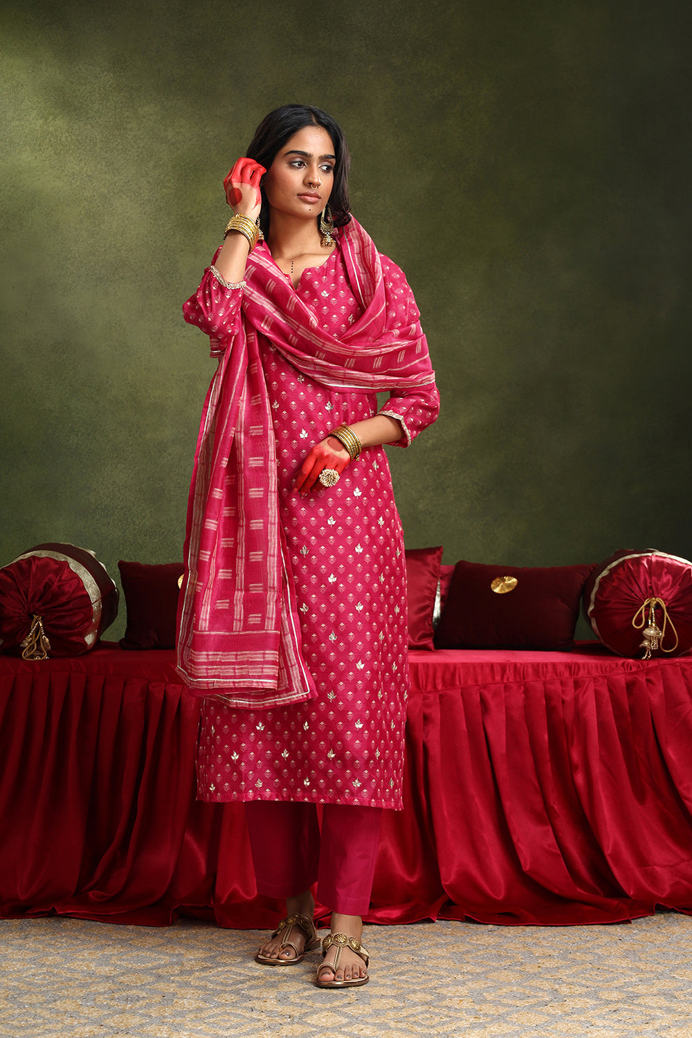 Pink Chanderi Suit Set | HER-405