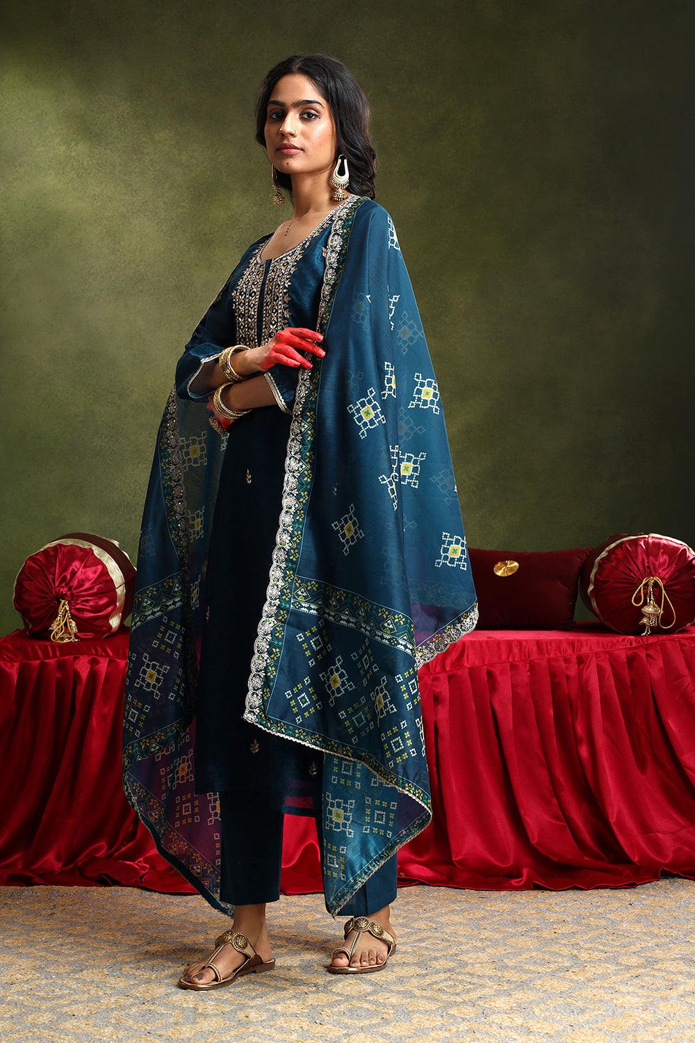 Falak Blue Chanderi Suit Set | HER-413