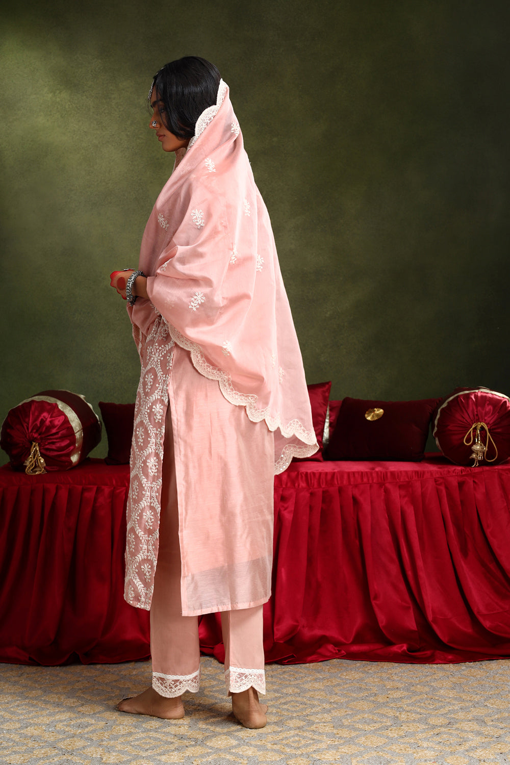 Ziya Pink Chanderi Suit Set | HER-418