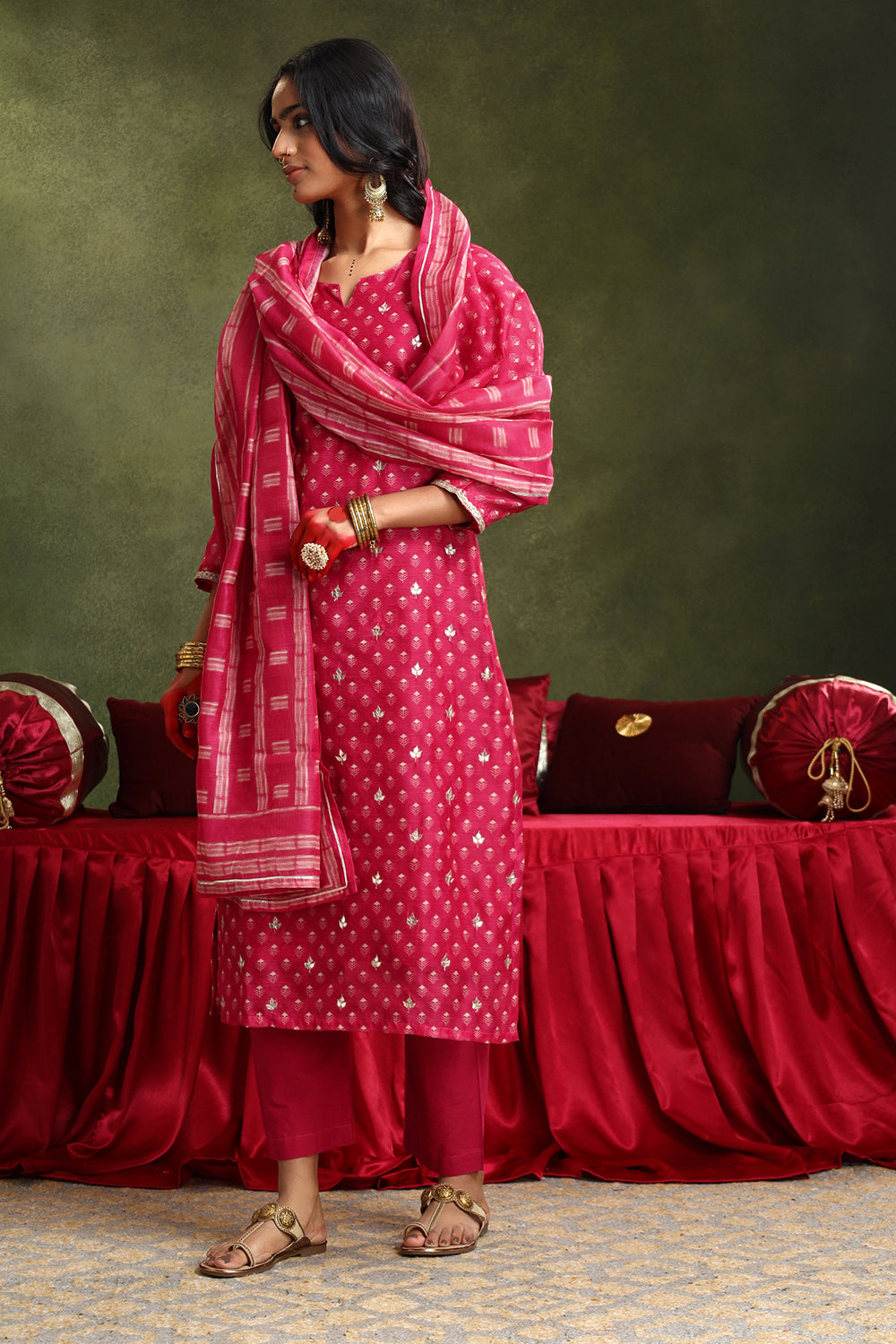 Pink Chanderi Suit Set | HER-405