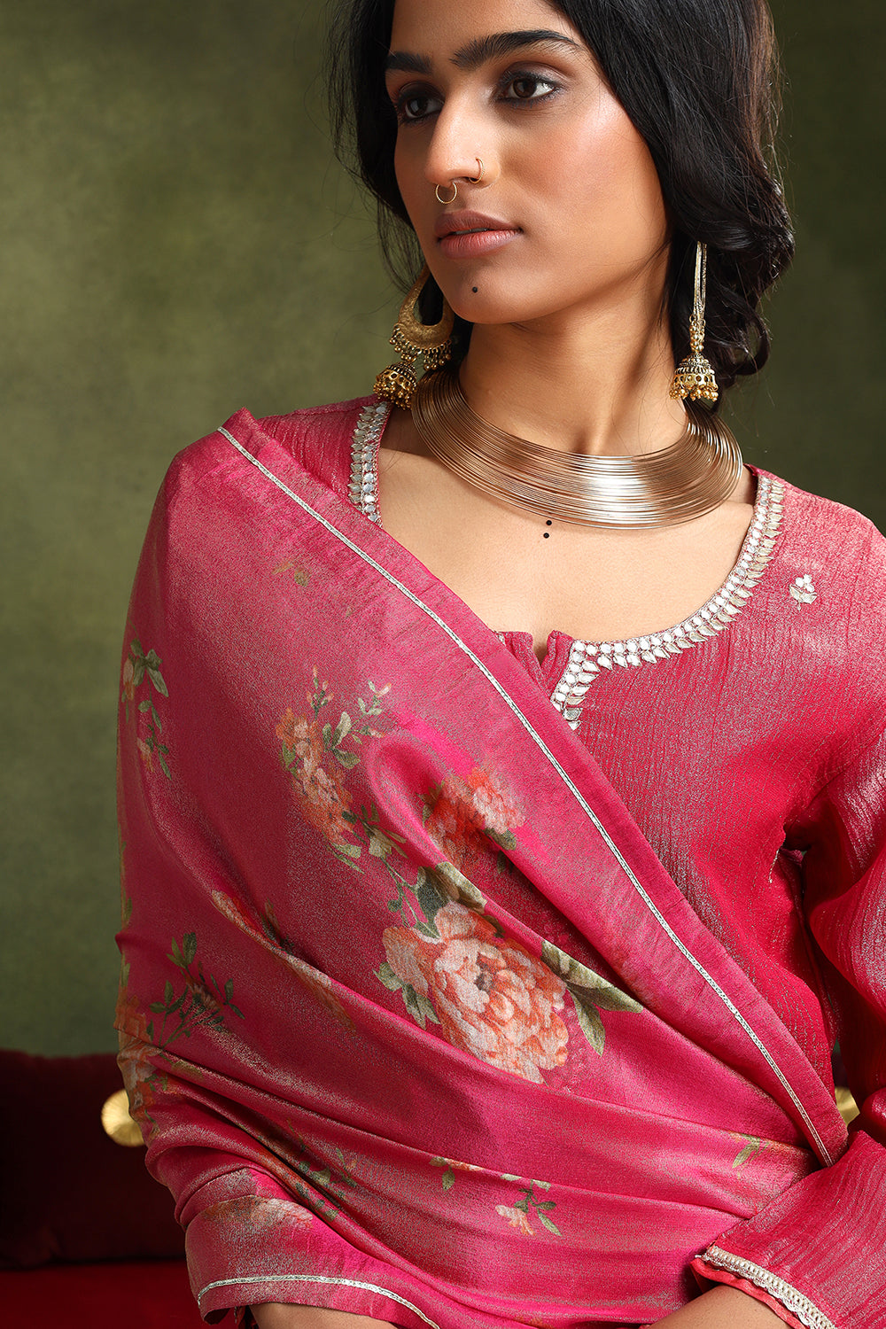 Blush Pink Pure Crushed Tissue Suit Set