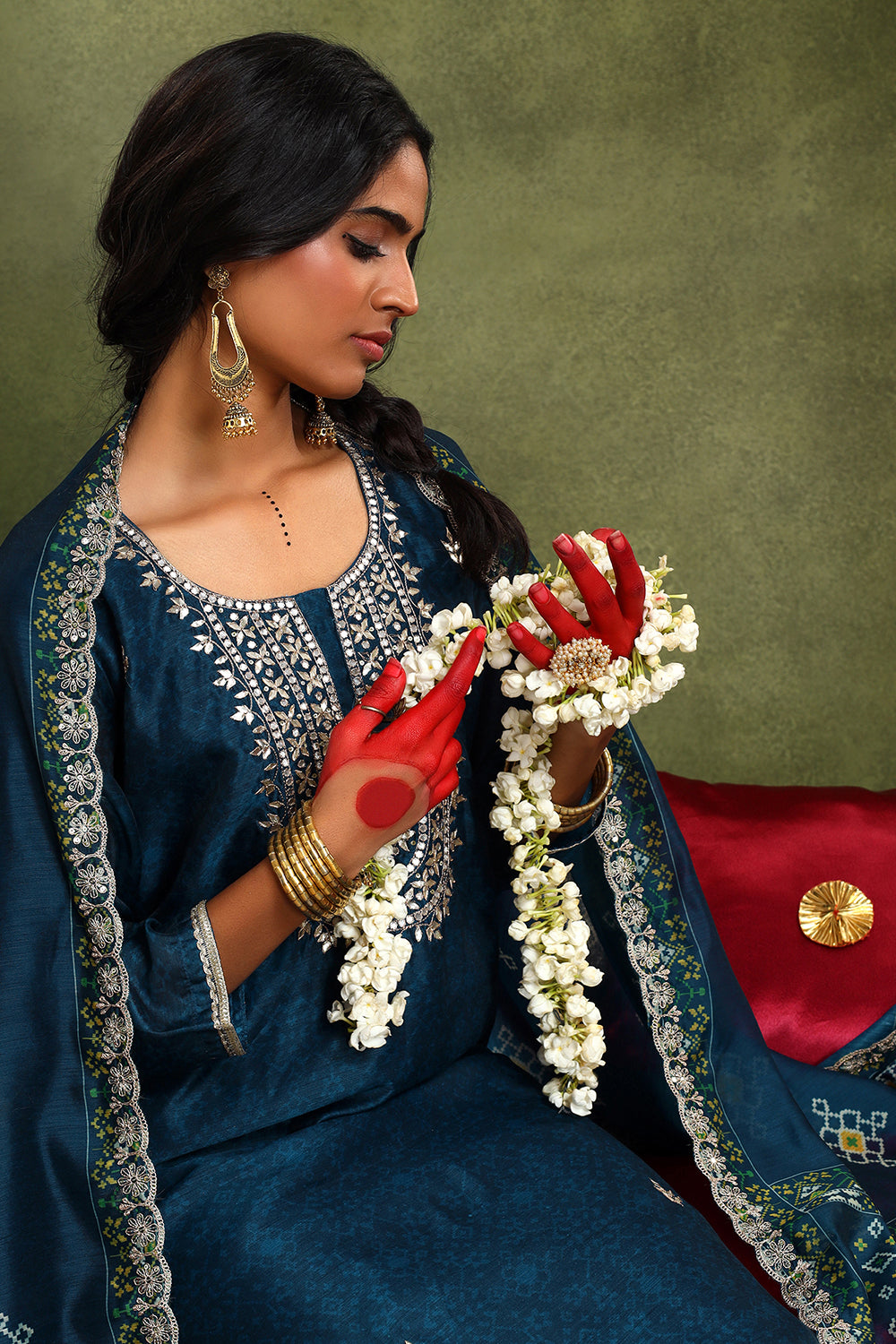 Falak Blue Chanderi Suit Set | HER-413