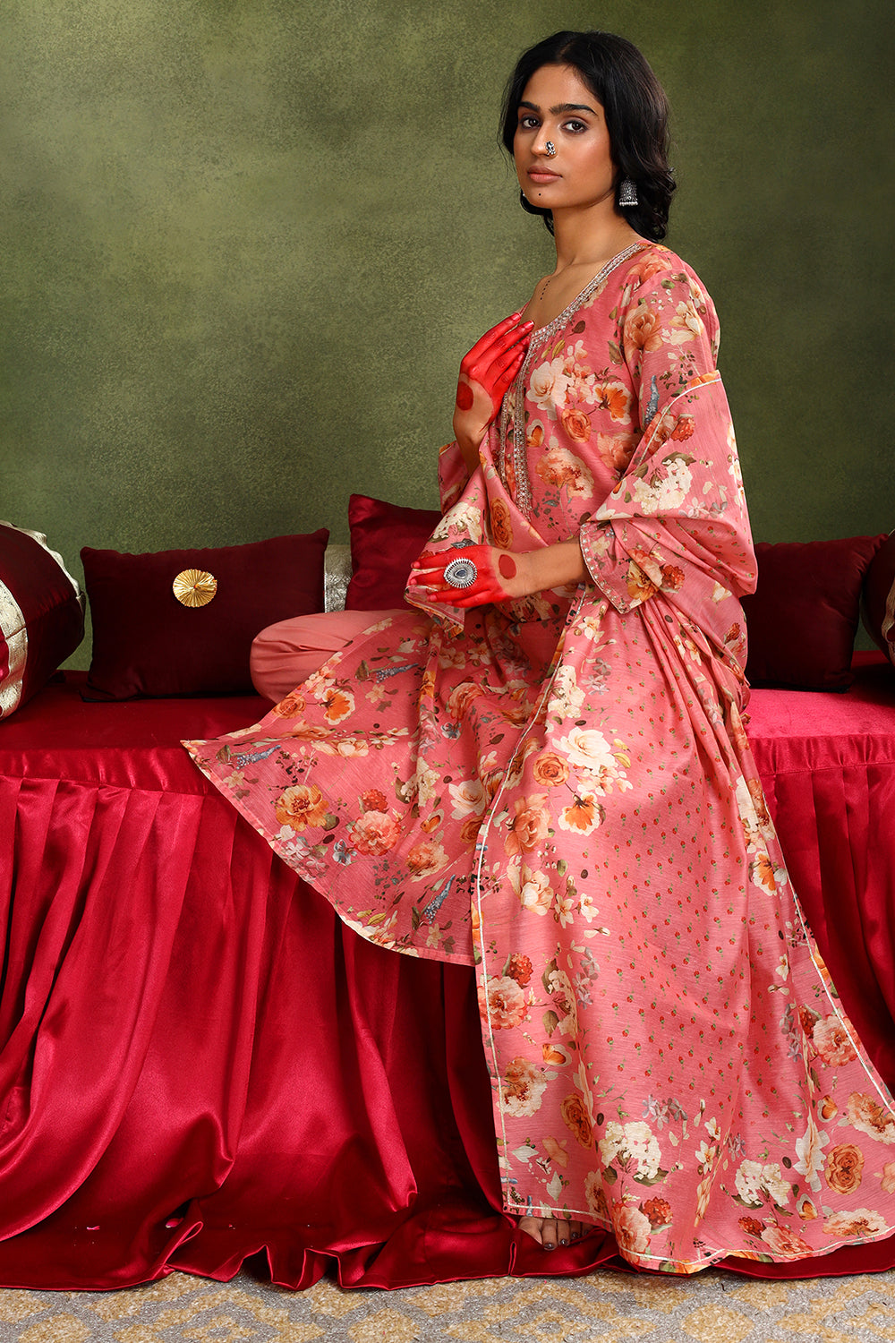 Pastel Pink Chanderi Suit Set | HER-407