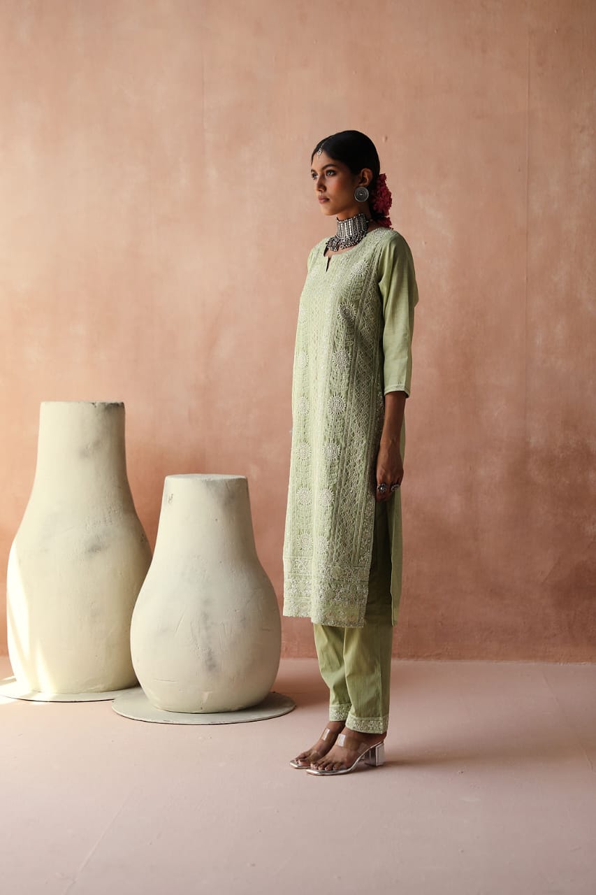 Mint Green Chikankari Kurta Set | HER-258