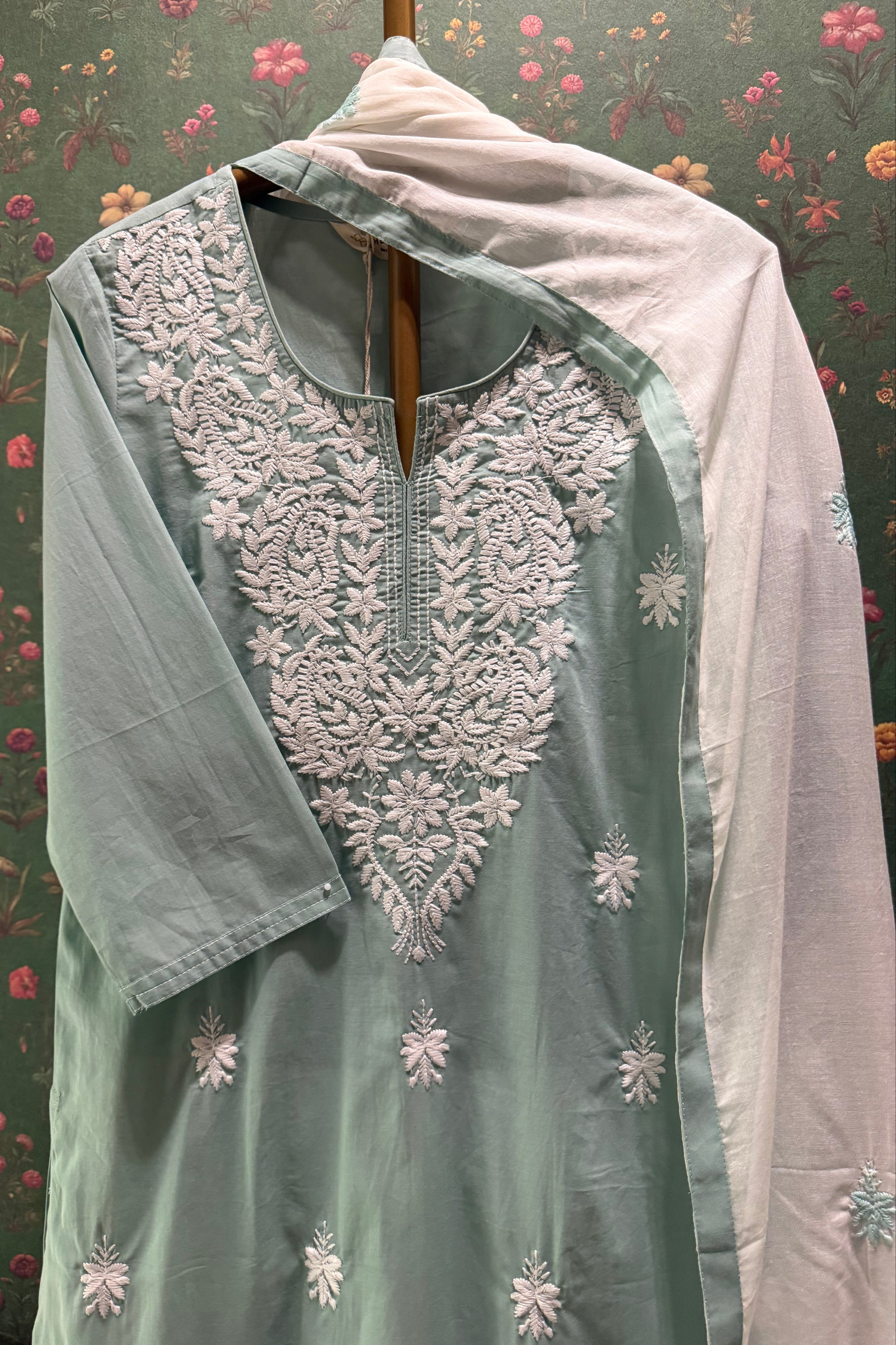 Aqua Chikankari Suit Set | HER-703