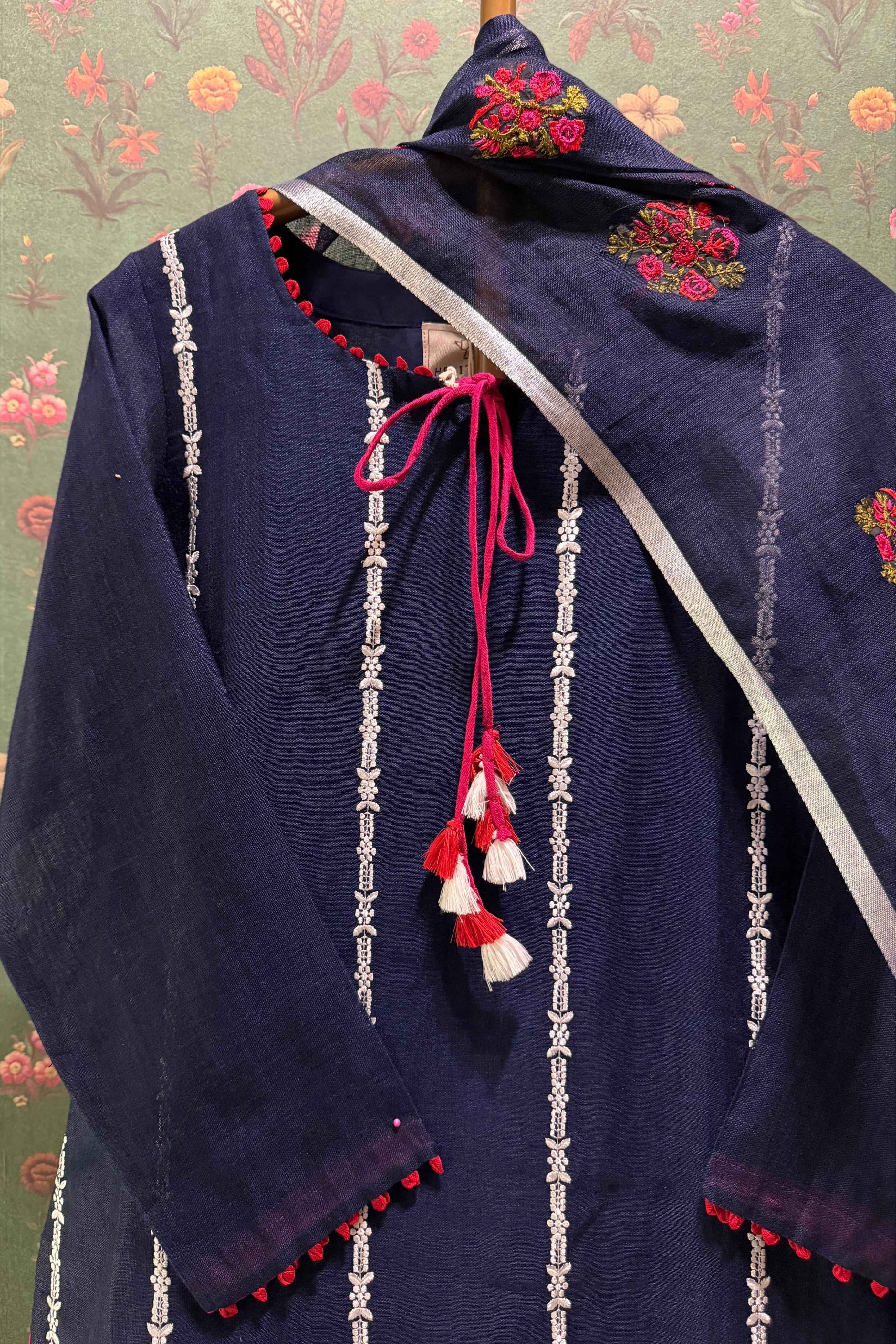 Neel Pushp Embroidered Linen Suit Set | HER-610