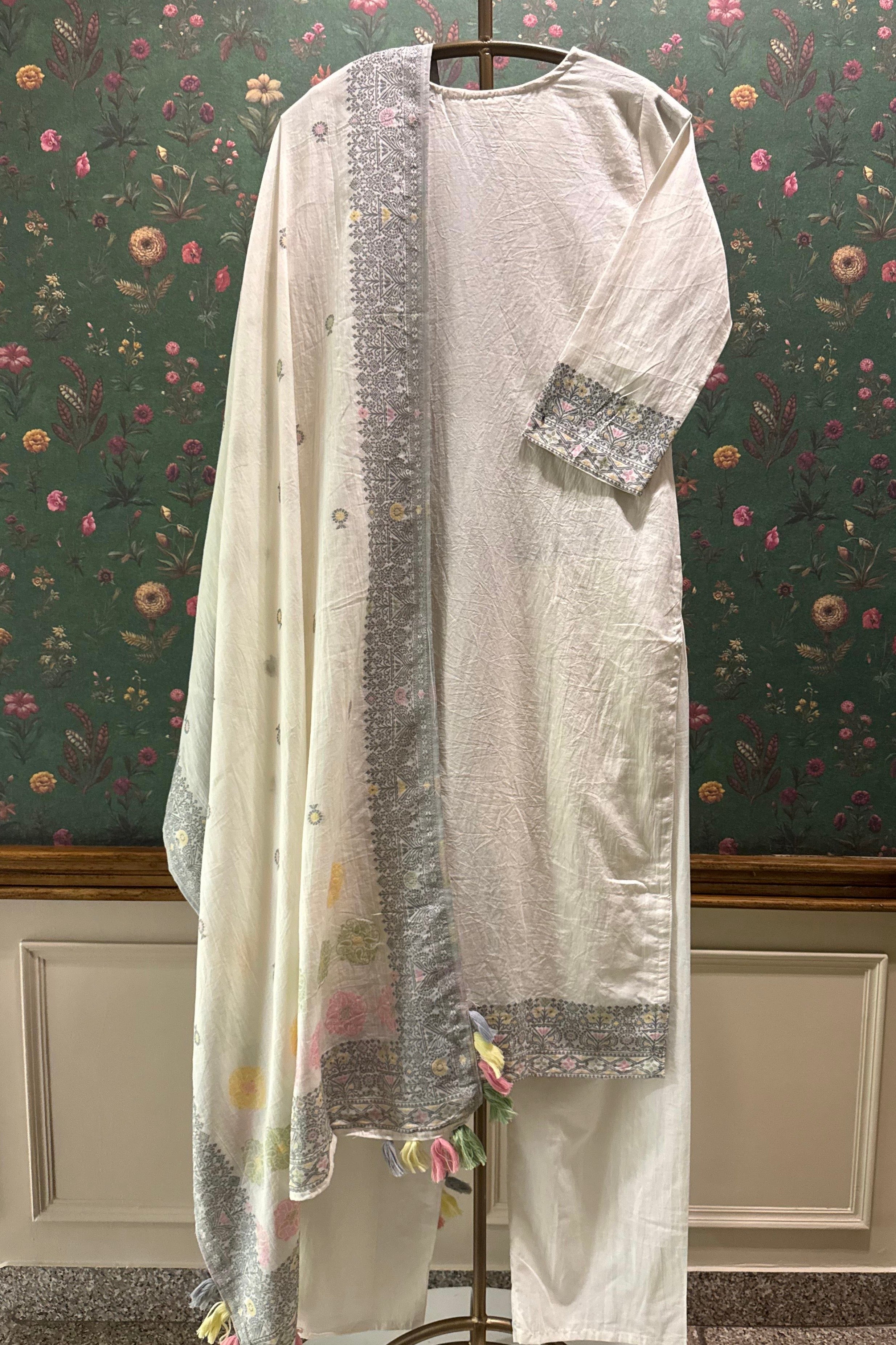 Parizad Handcrafted Pastel Cotton Suit Set | HER-589