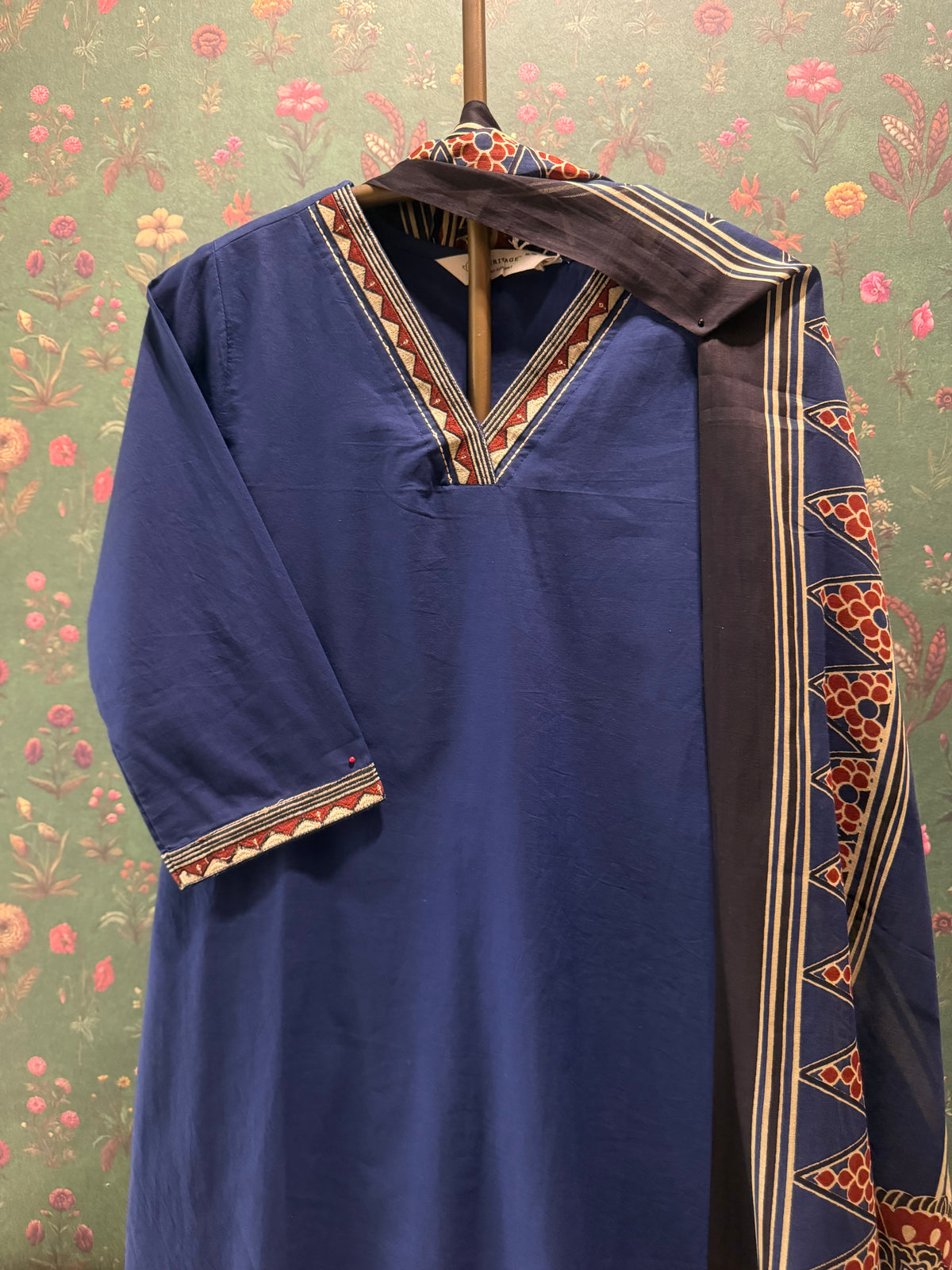 Indigo Blue Classic Cotton Suit Set | HER-682