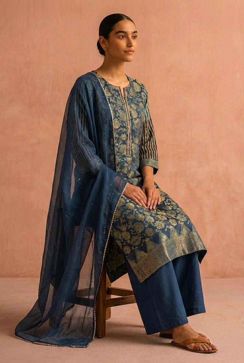 Neelvarna Zari Suit Set | HER-639