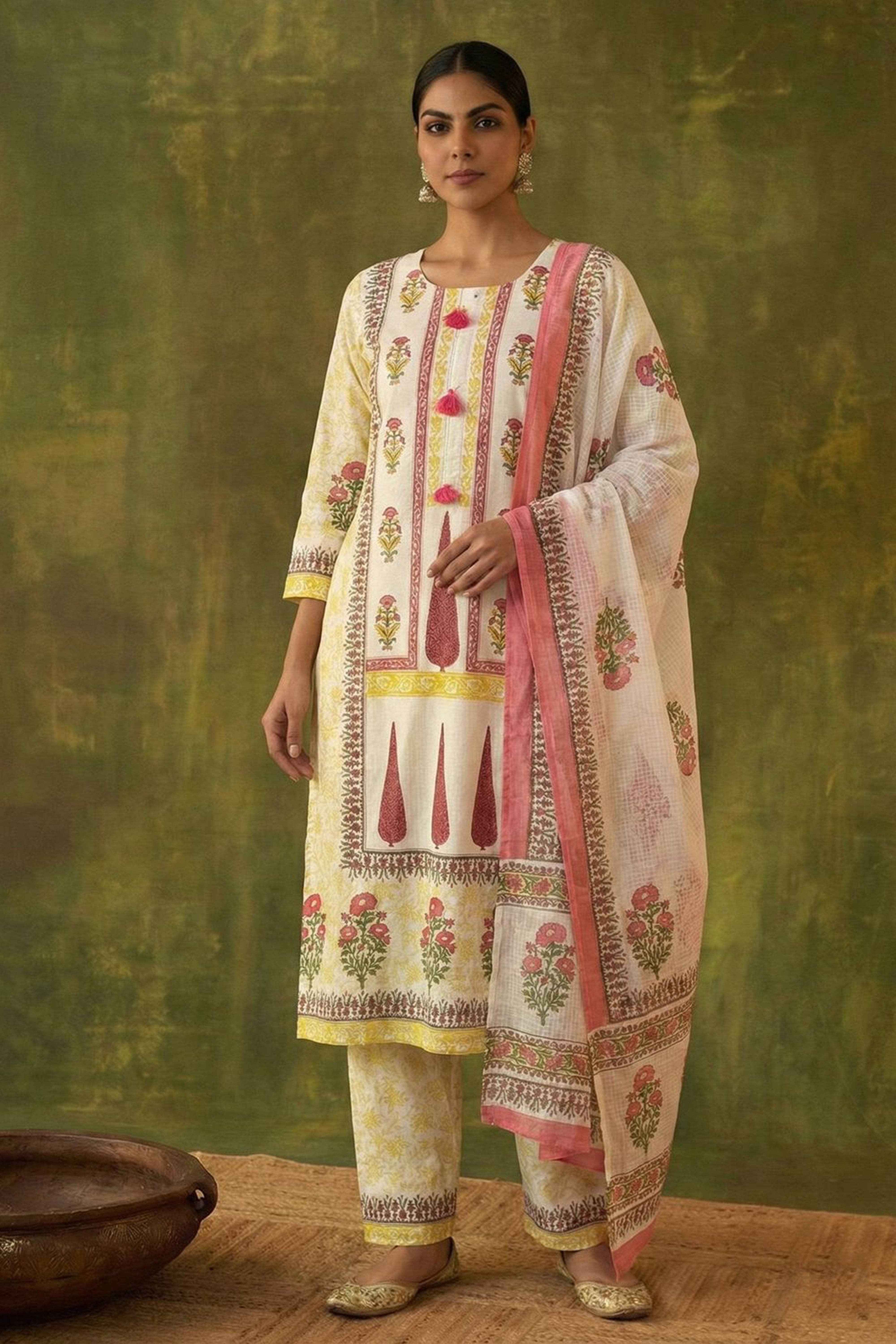 Vine Floral Cotton Suit Set