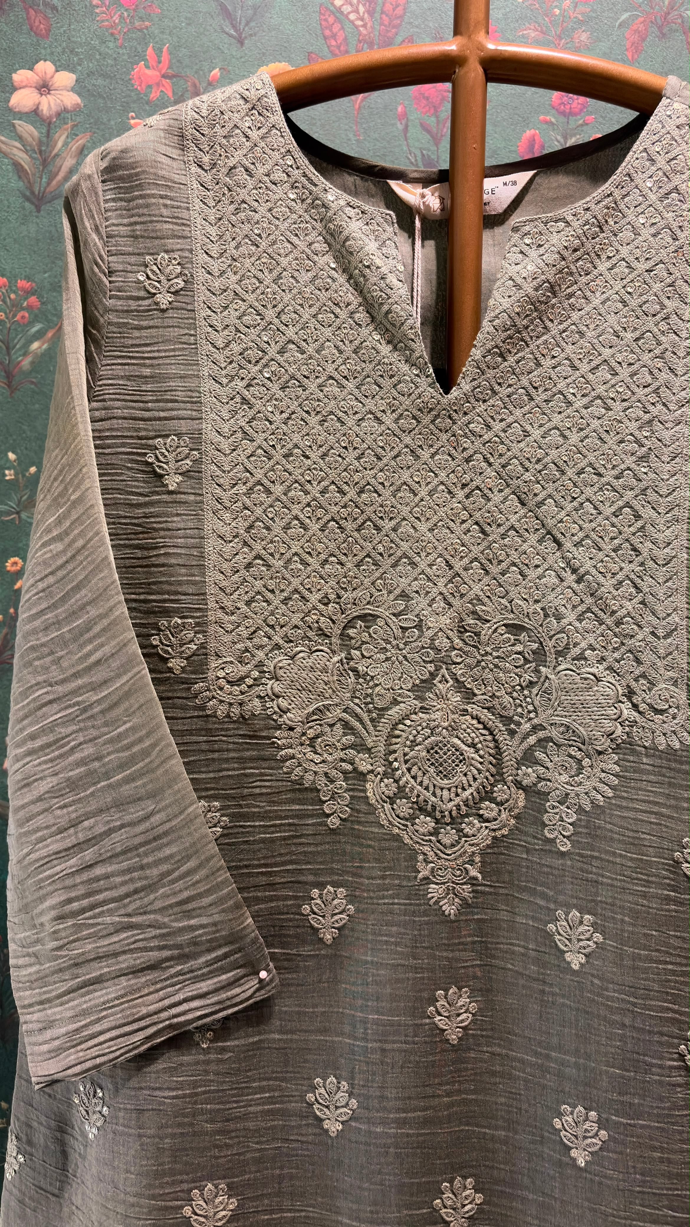 Olive Mul-Chanderi Kurta Set