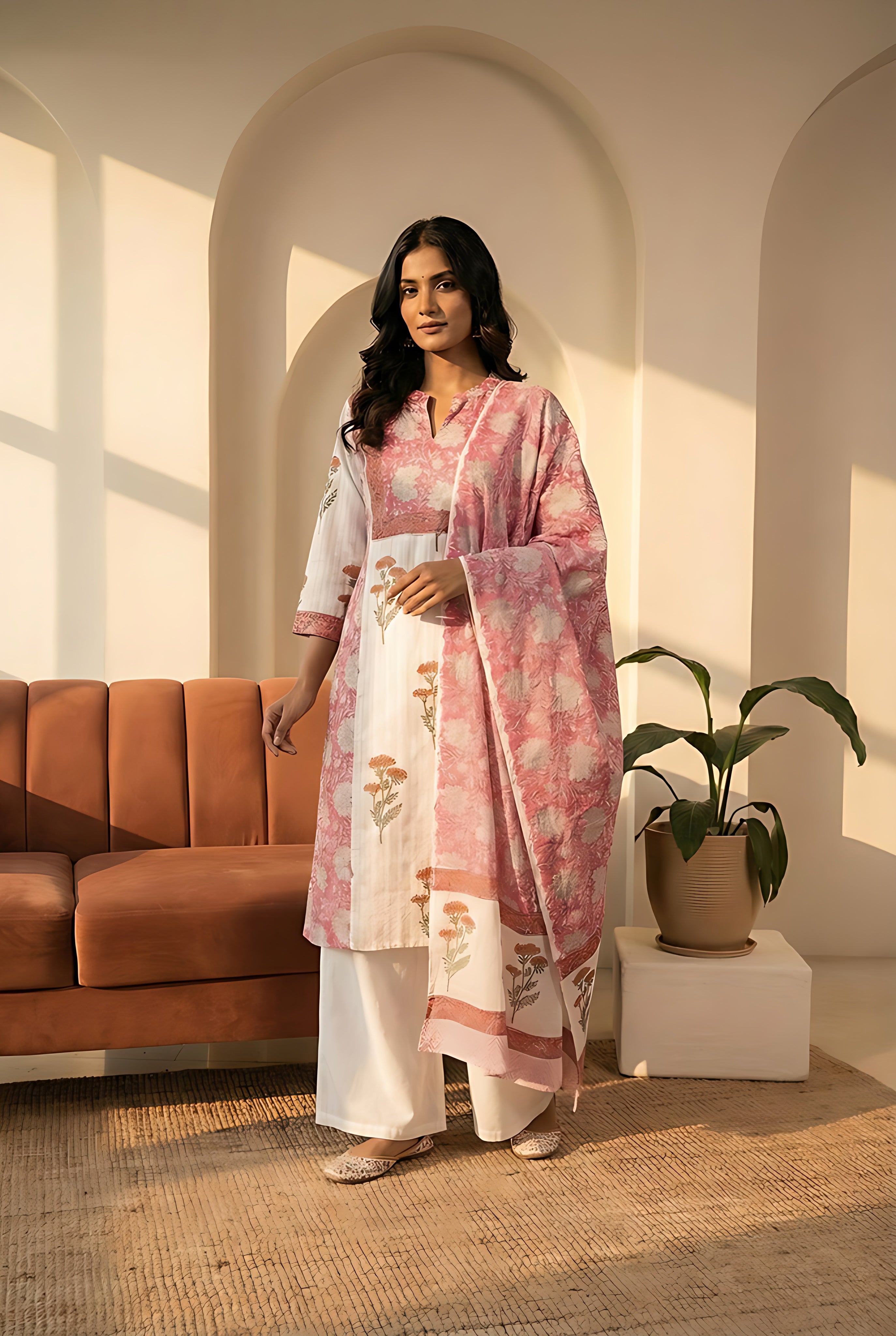 Gulmohar Bloom Cotton Suit Set | HER-568