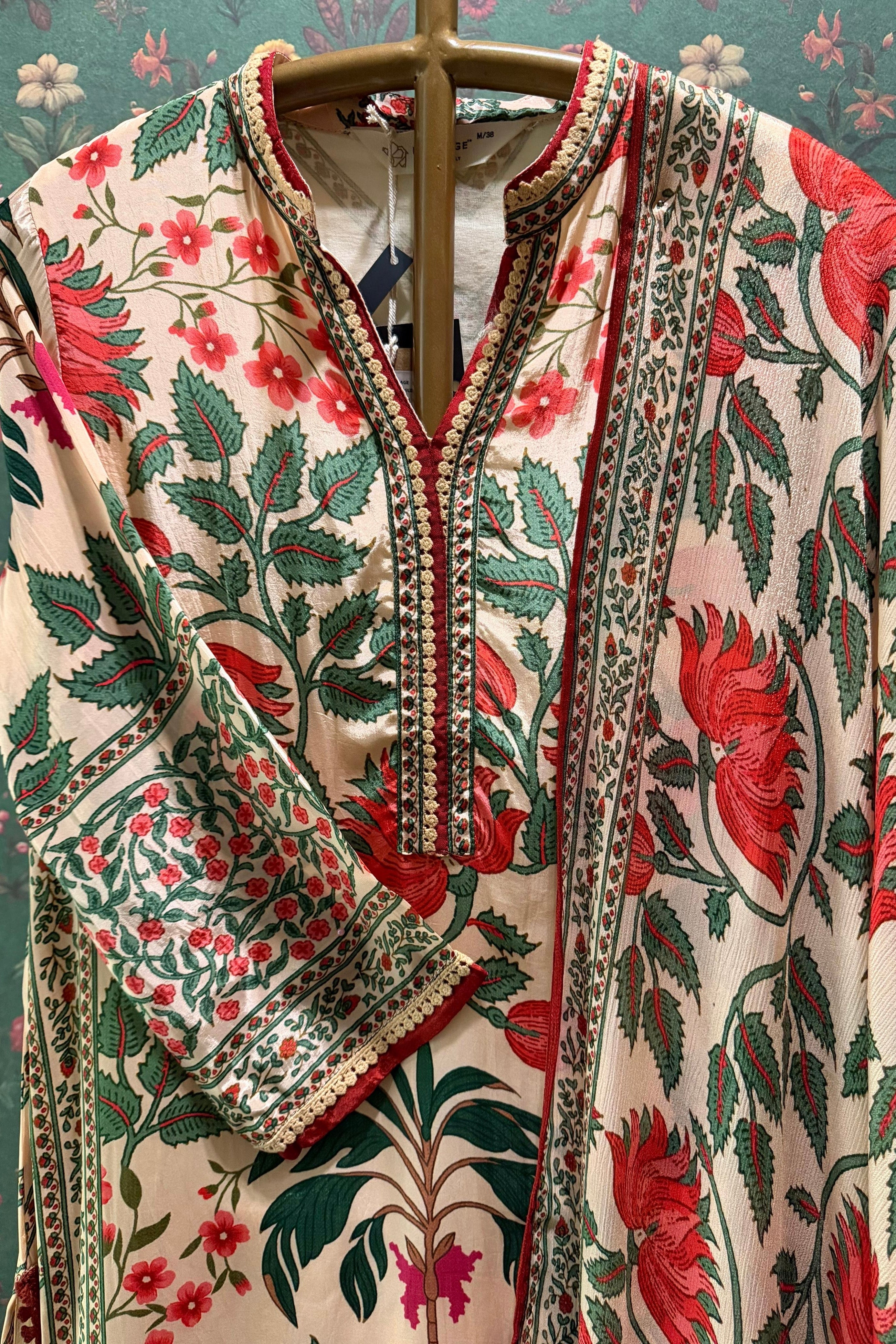 Peach Crimson Botanical Printed Suit Set | HER-613