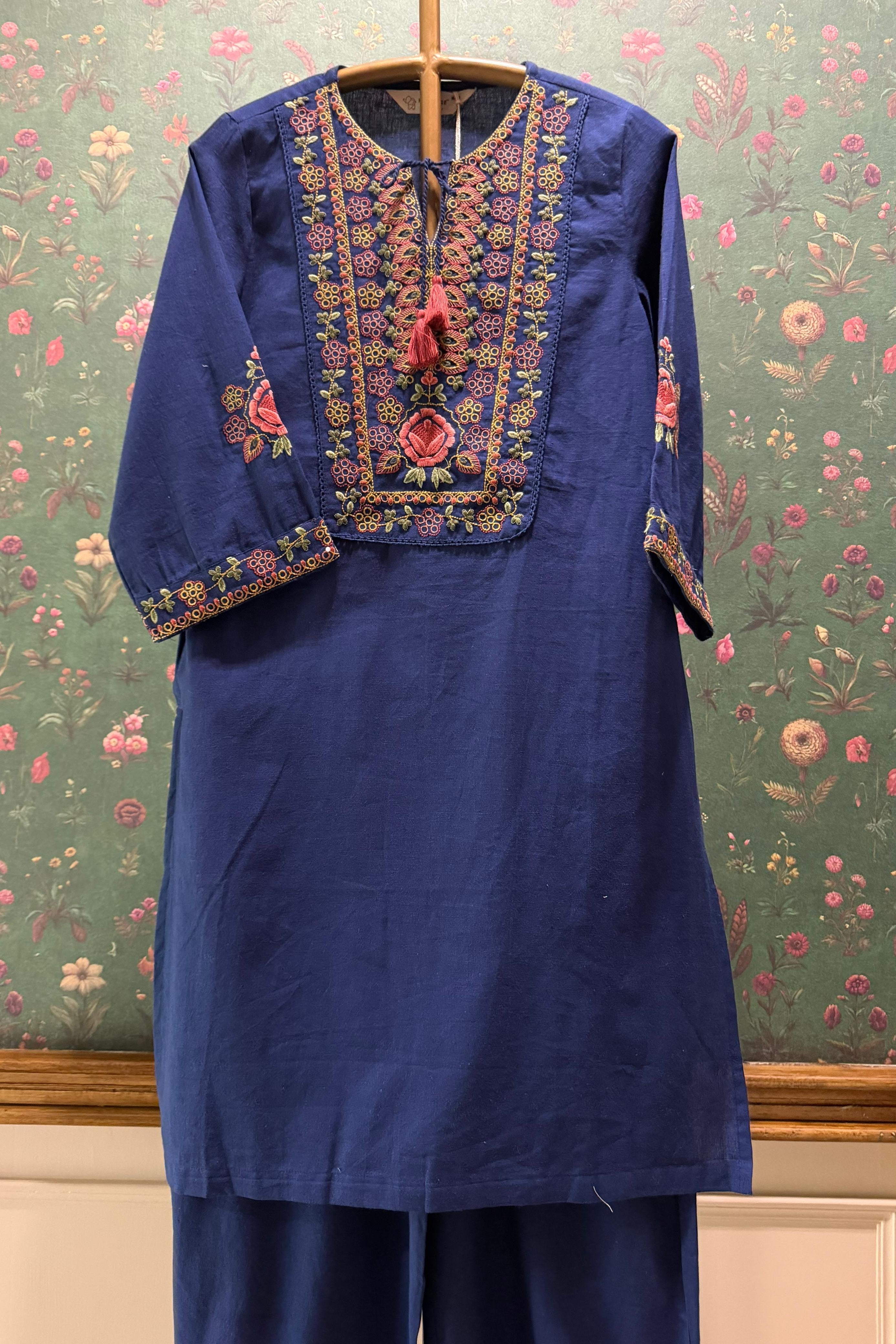 Blue Embroidered Kurta Set | HER-722