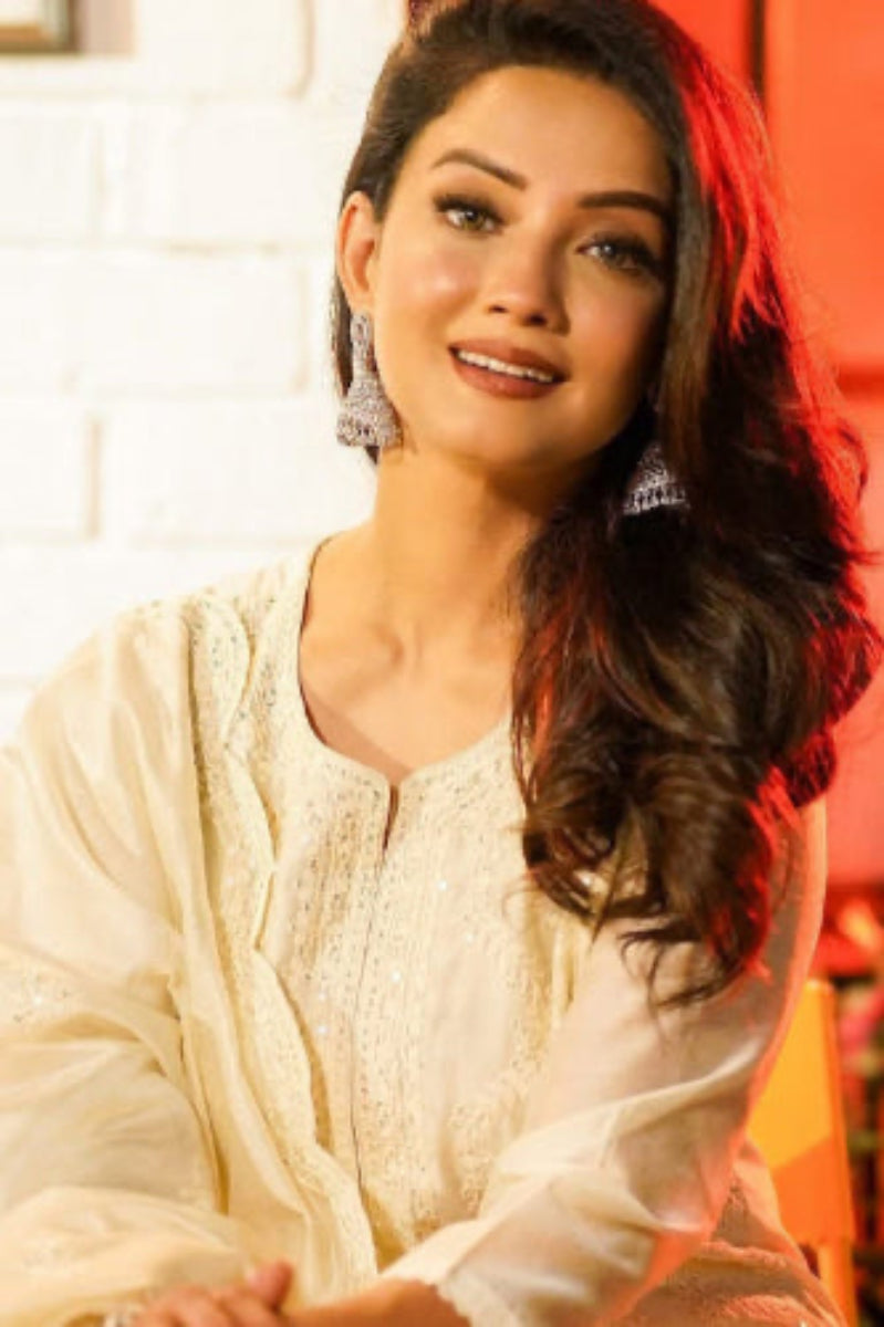 Ziya Off-White Chanderi Suit Set | HER-418