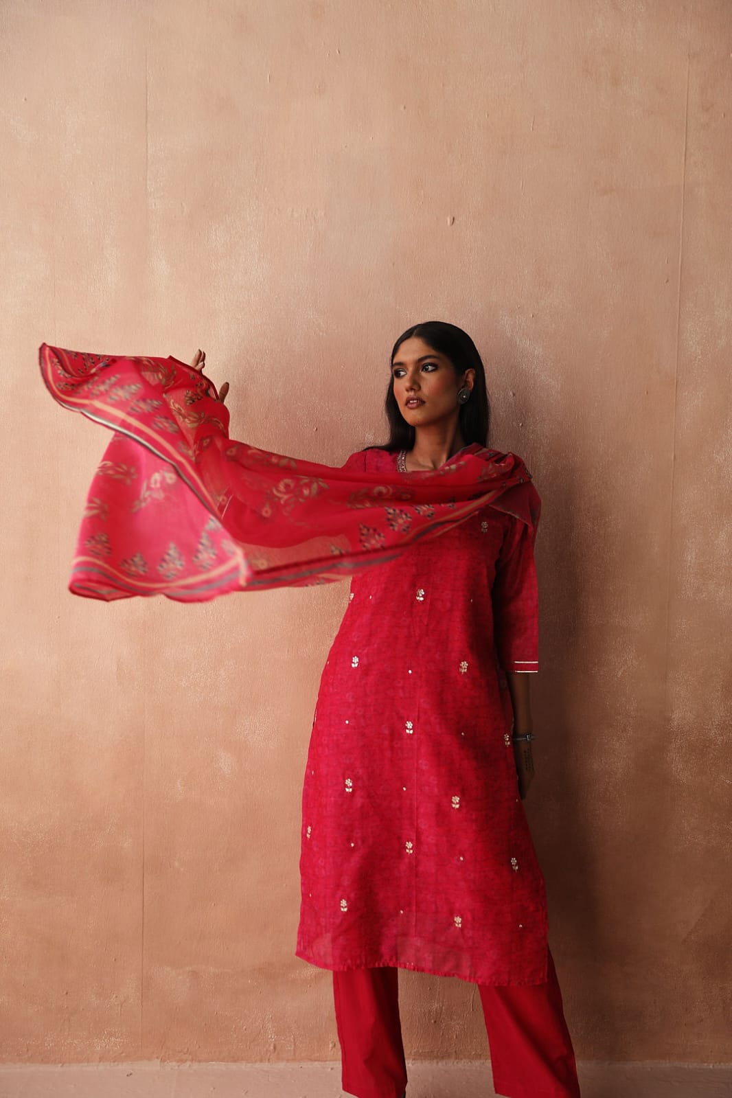 Pink Chanderi Suit Set