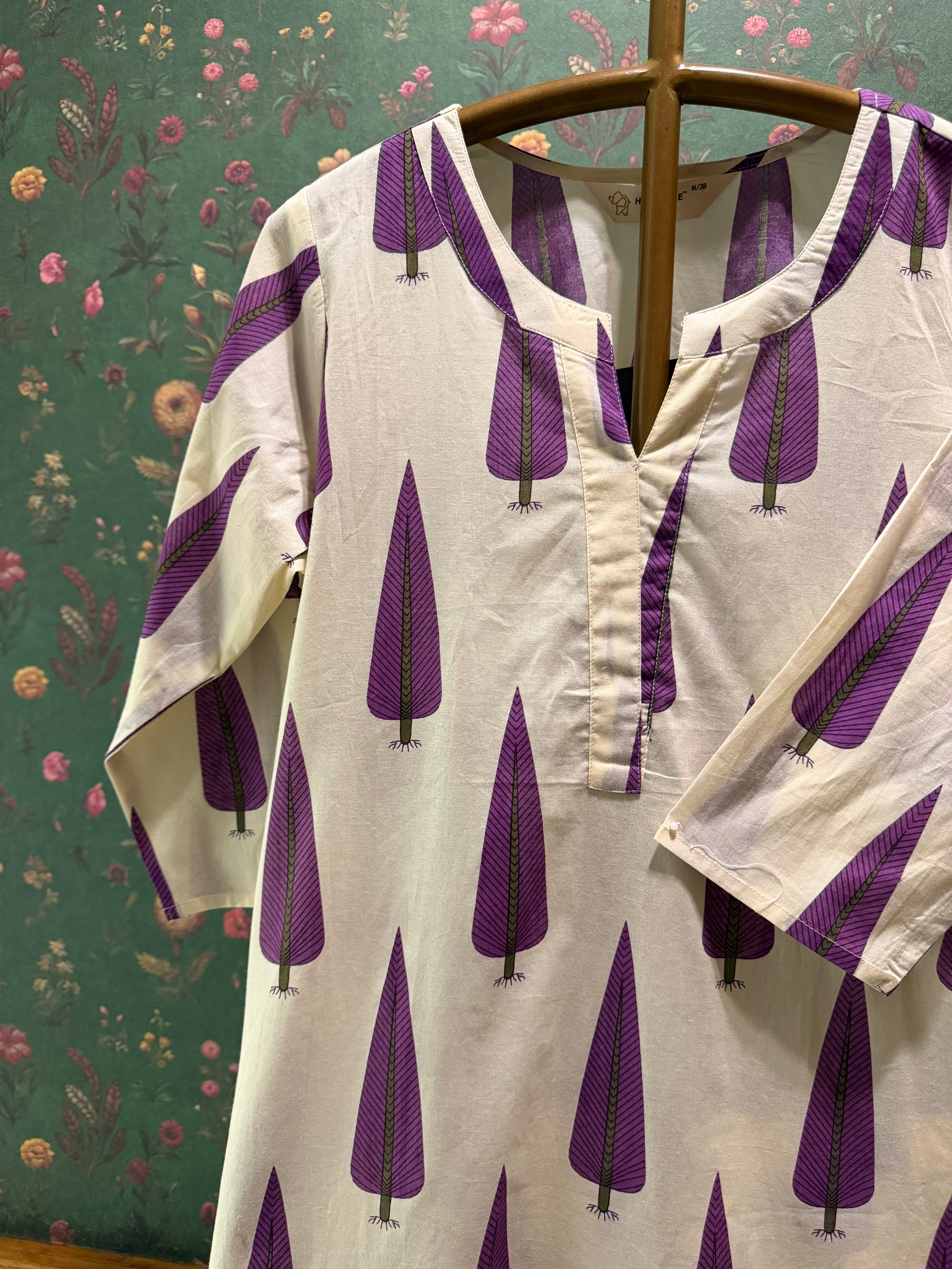 Purple Cotton Printed Kurta Set | HER-711