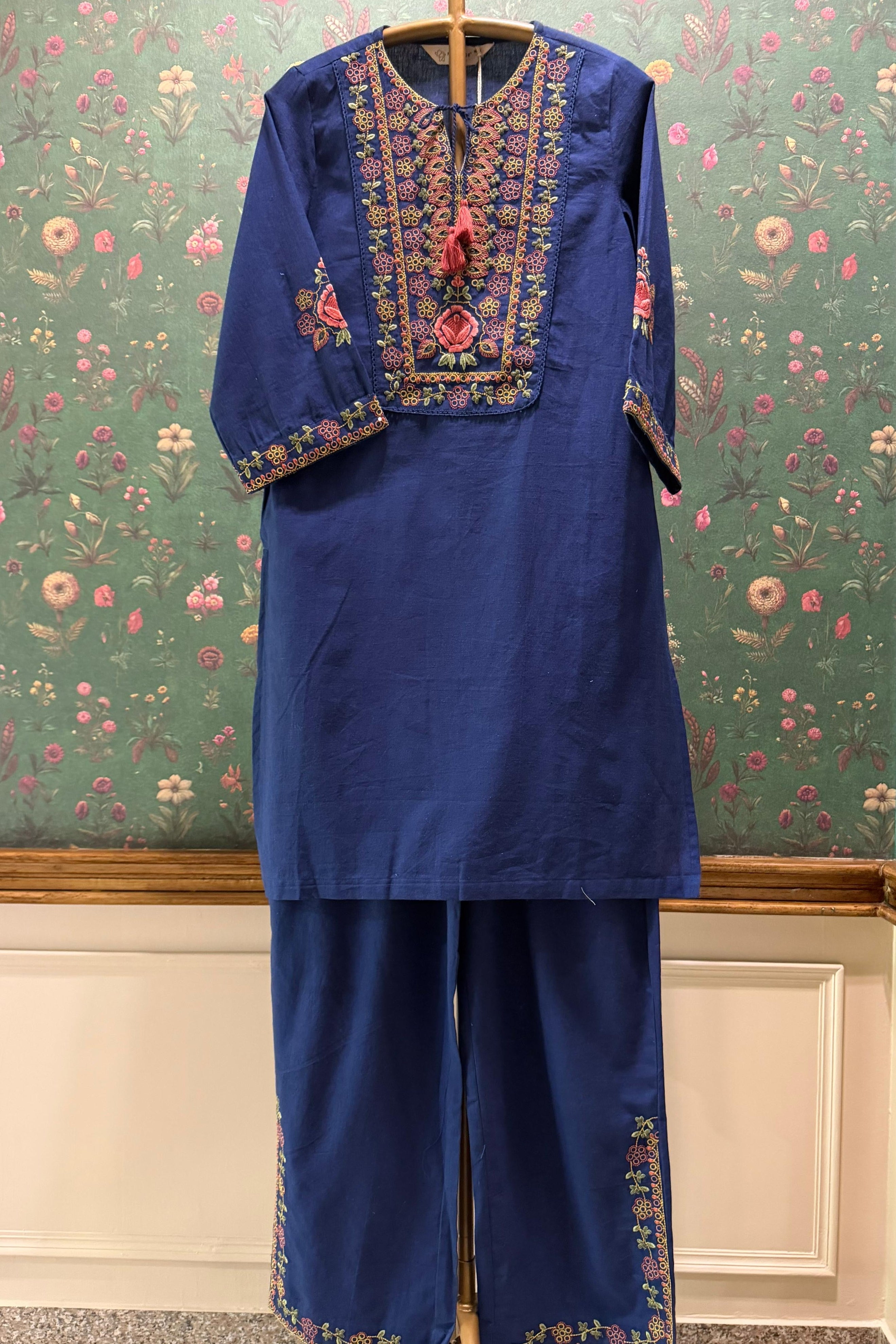 Blue Embroidered Kurta Set | HER-722