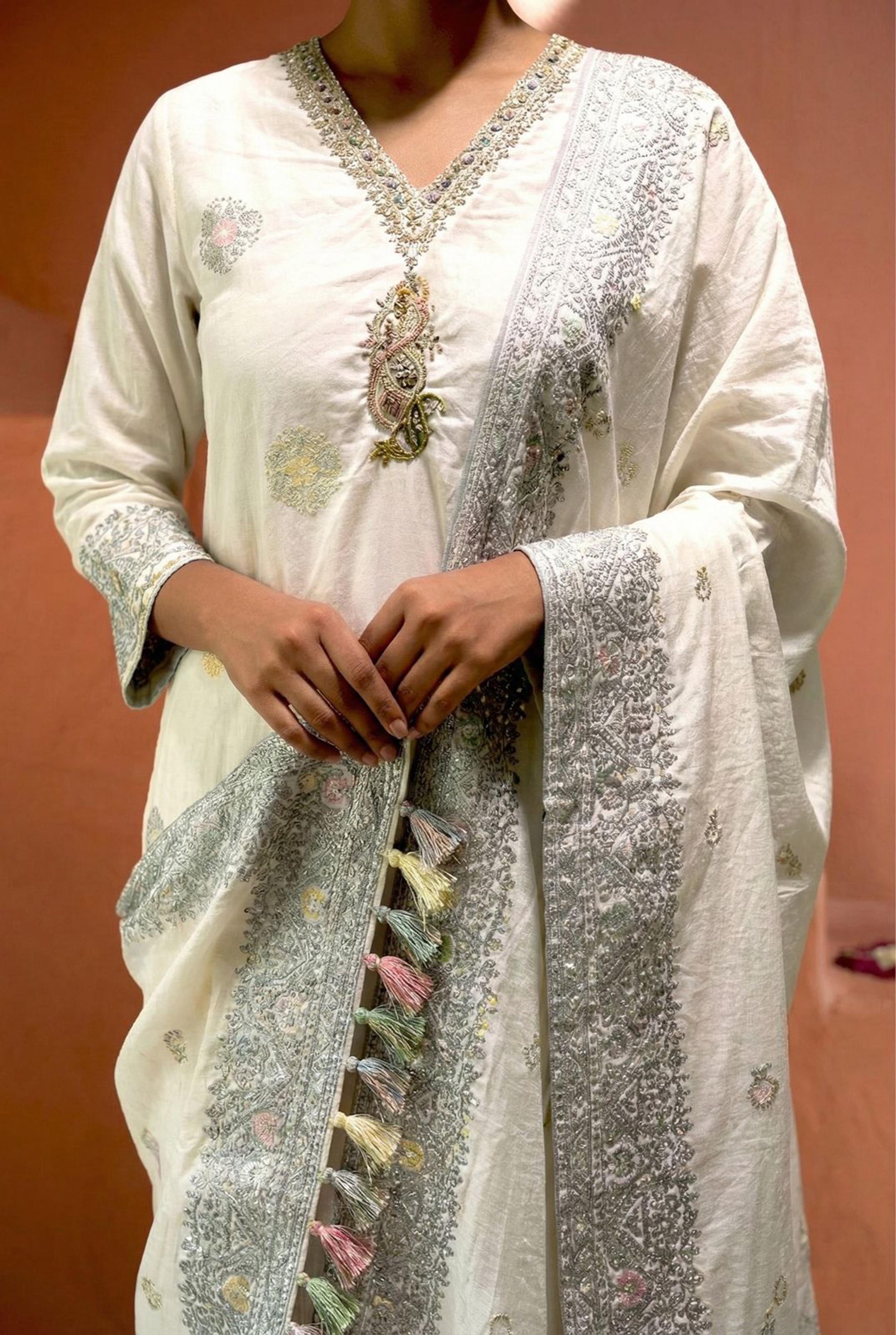 Parizad Handcrafted Pastel Cotton Suit Set | HER-589