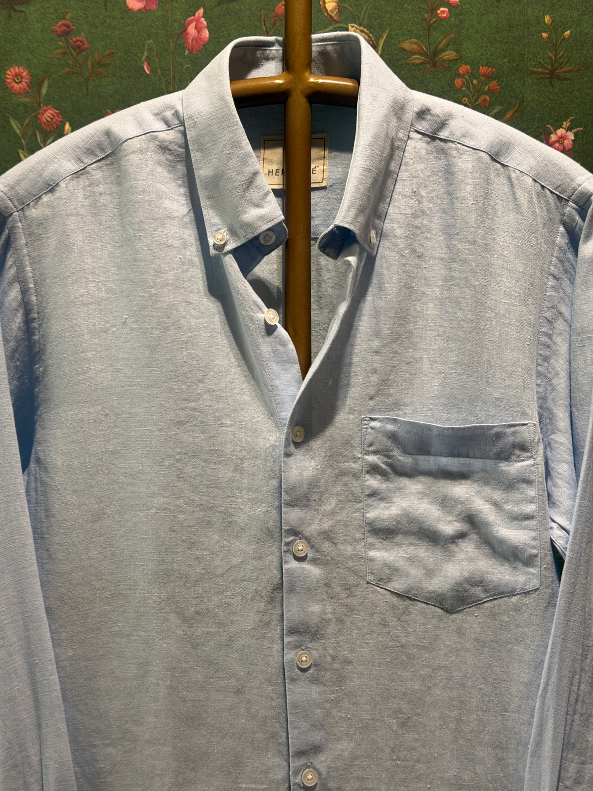 Pastel Blue Men’s Pure Linen Full Sleeves Shirt