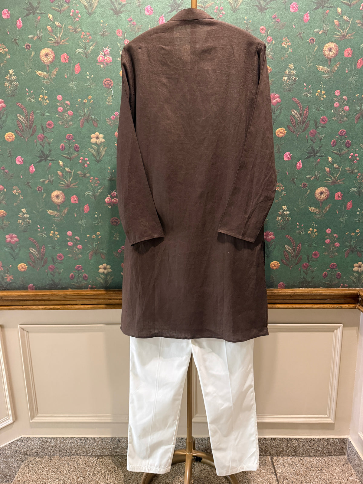 Men’s Pure Linen Kurta Pajama Set - Dark Chocolate Brown