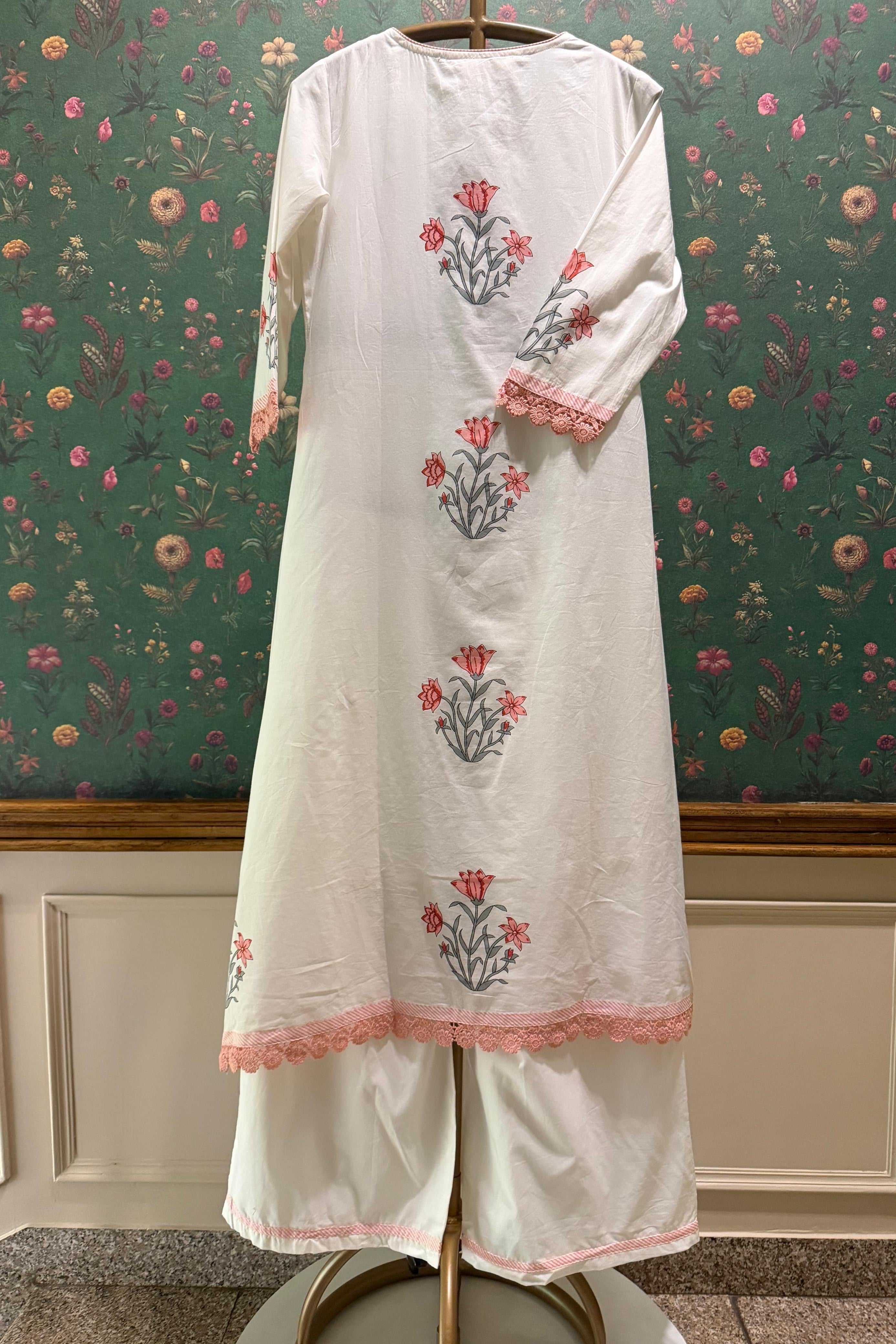 Peach and Ivory A-Line Suit Set | HER-761