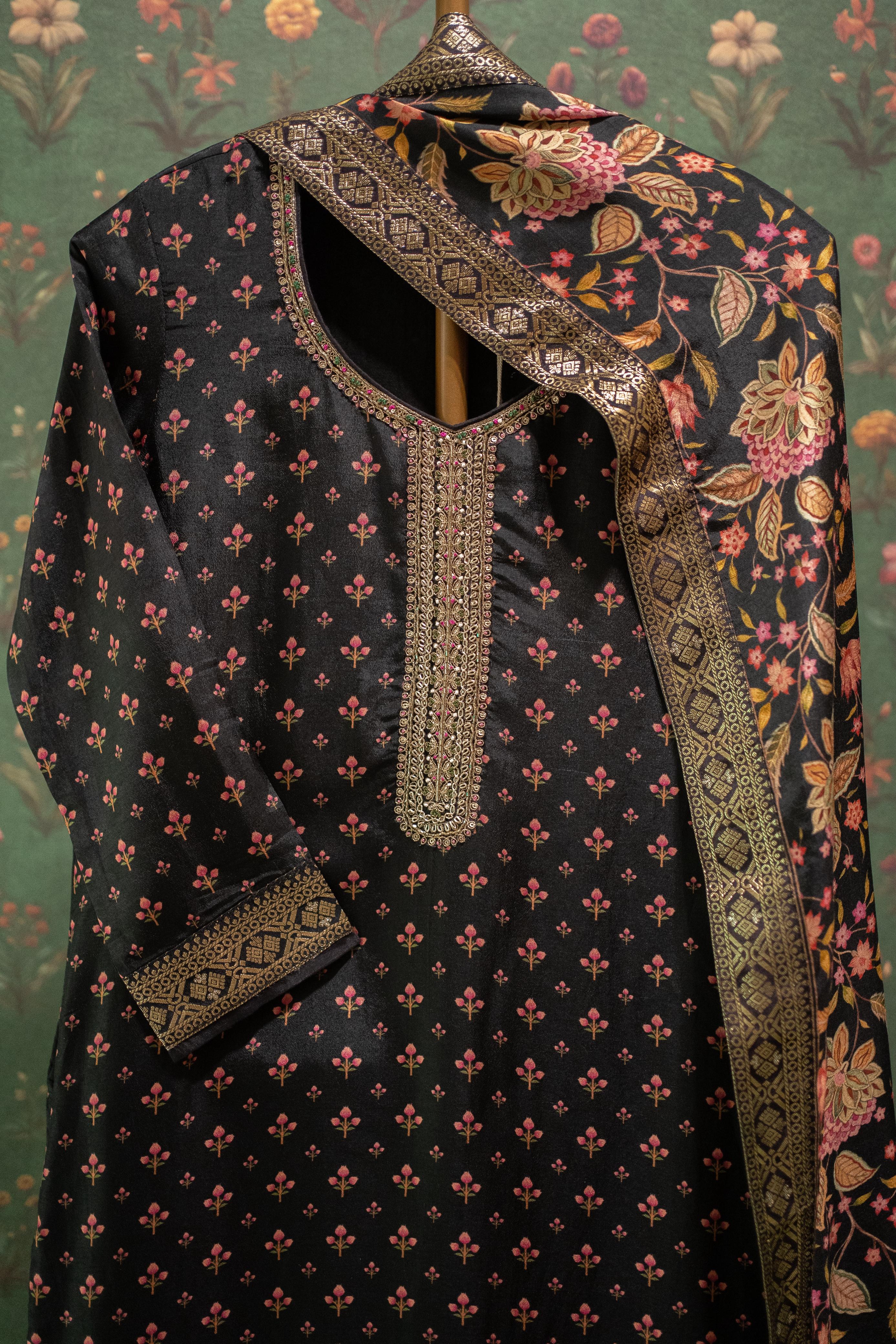 Kanika Black Banarasi Suit Set | HER-557