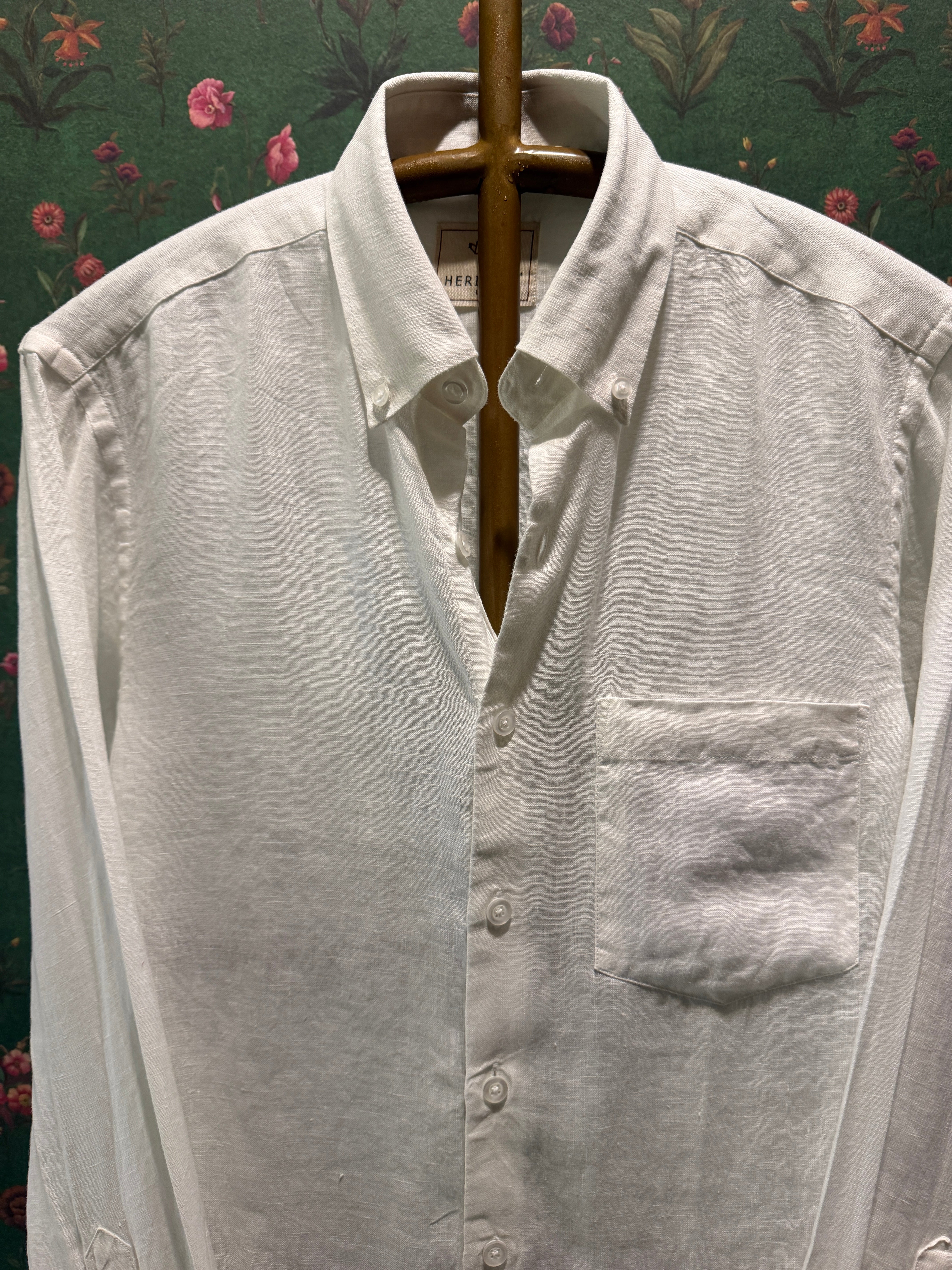 Men’s Ivory White Pure Linen Full Sleeves Shirt