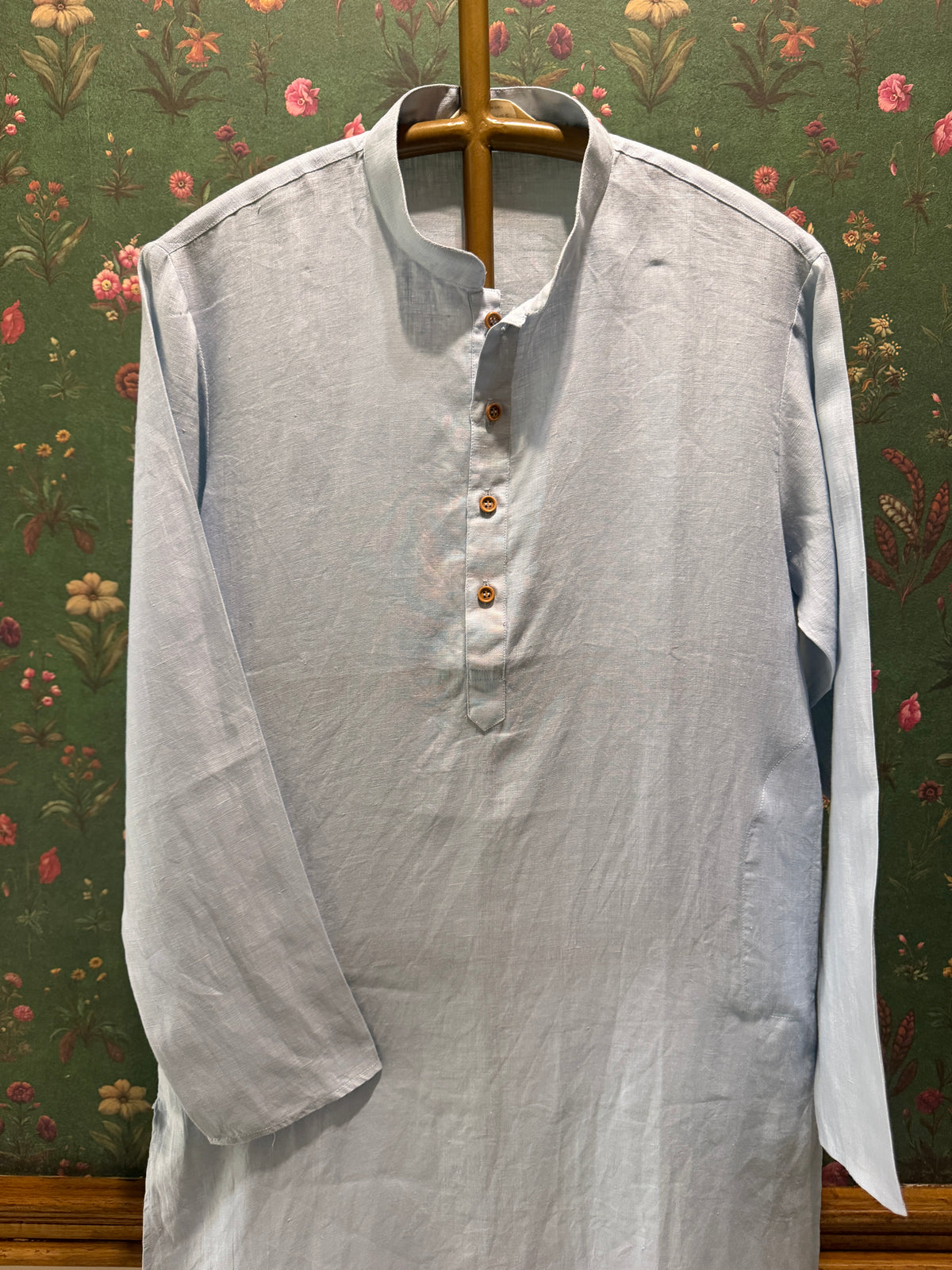 Men’s Pure Linen Kurta Pajama Set - Powder Blue