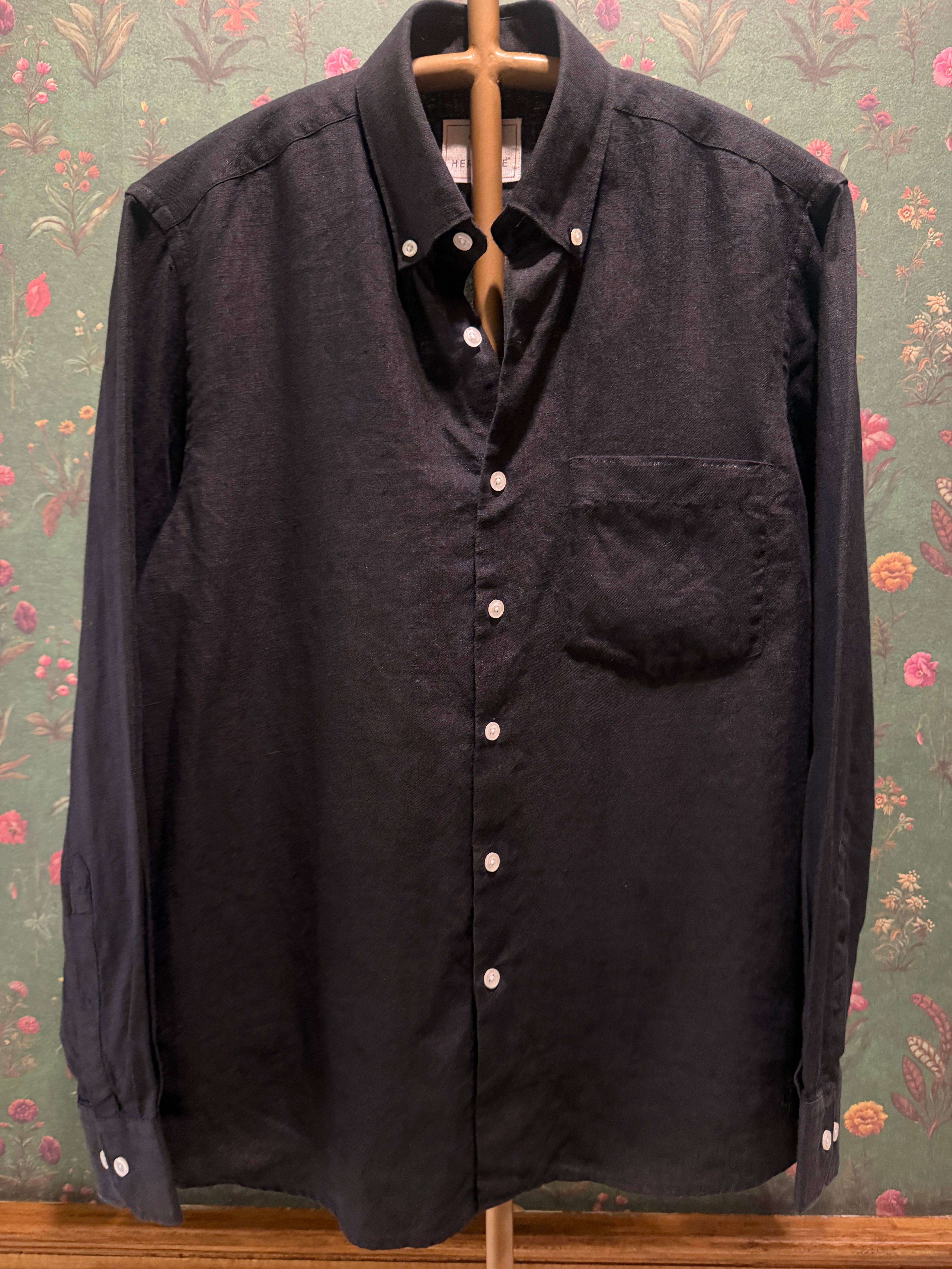 Black Men’s Pure Linen Full Sleeves Shirt