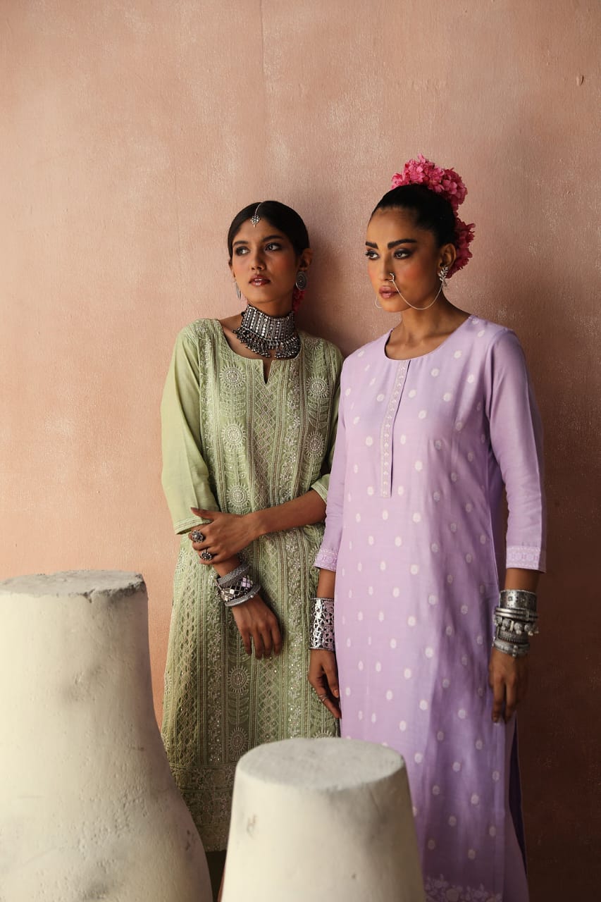 Mint Green Chikankari Kurta Set | HER-258