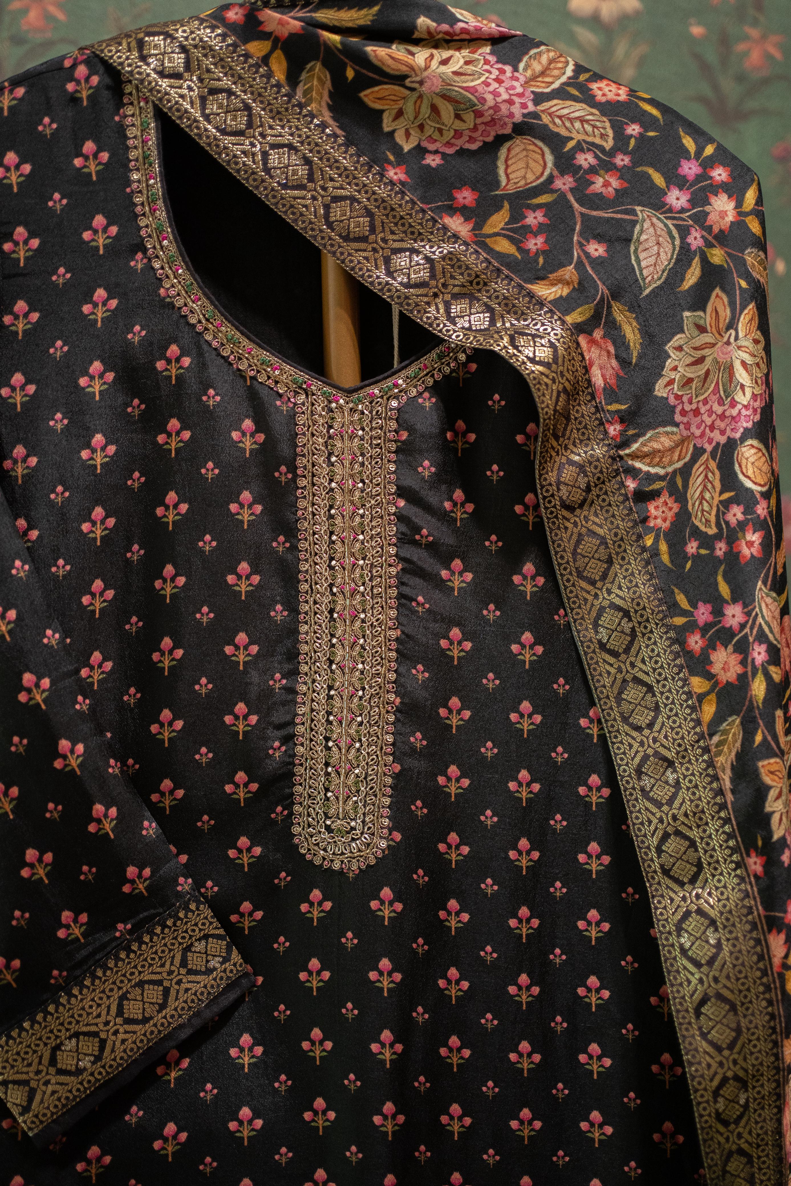 Kanika Black Banarasi Suit Set | HER-557