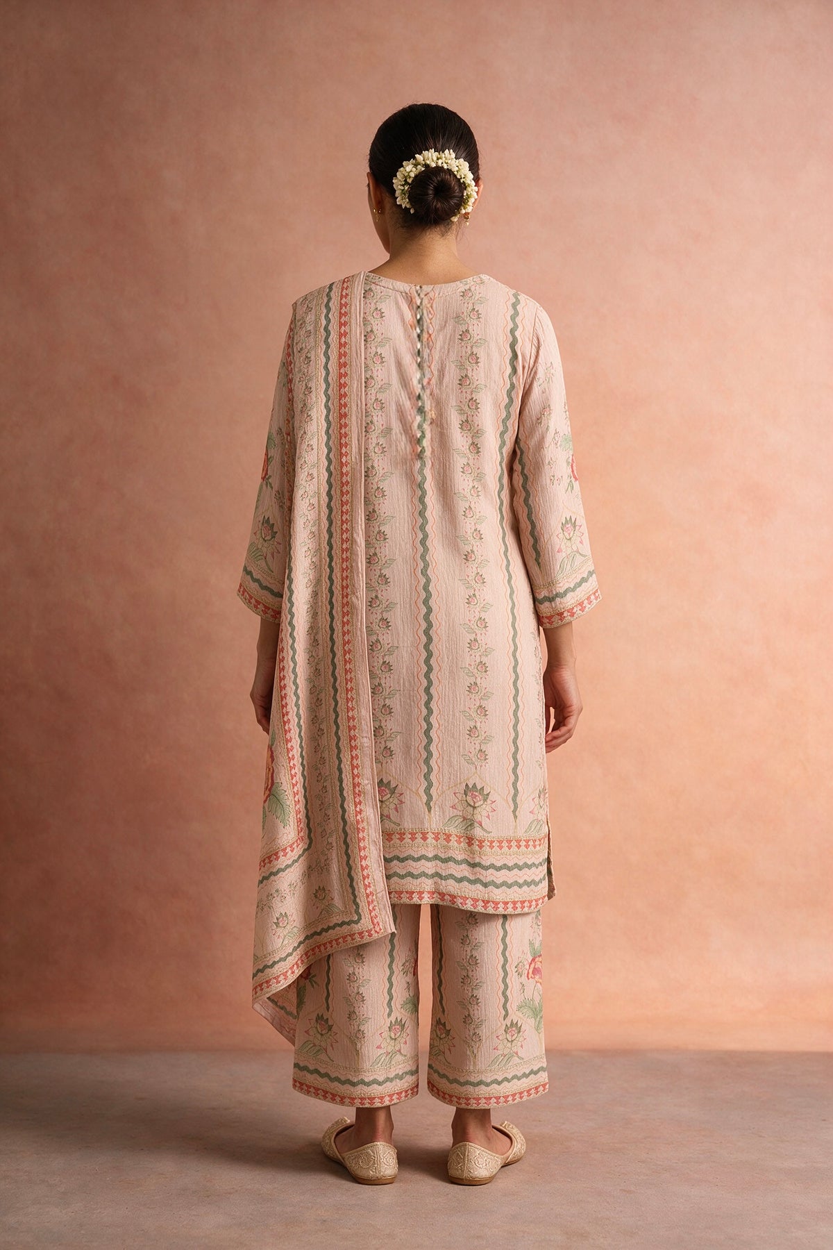 Blush Pink Floral Tissue Suit Set