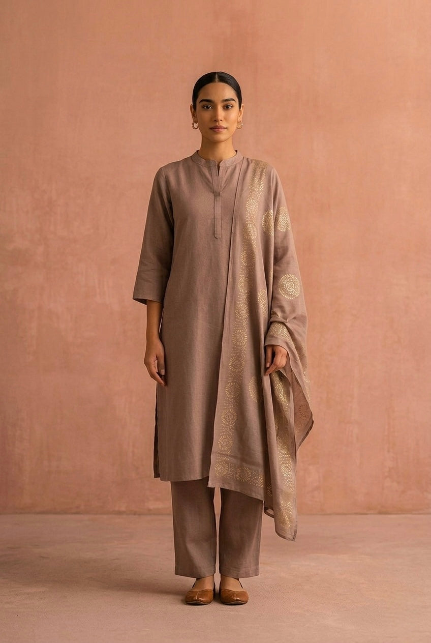 Dusty Rose Pink Minimal Suit Set | HER-704