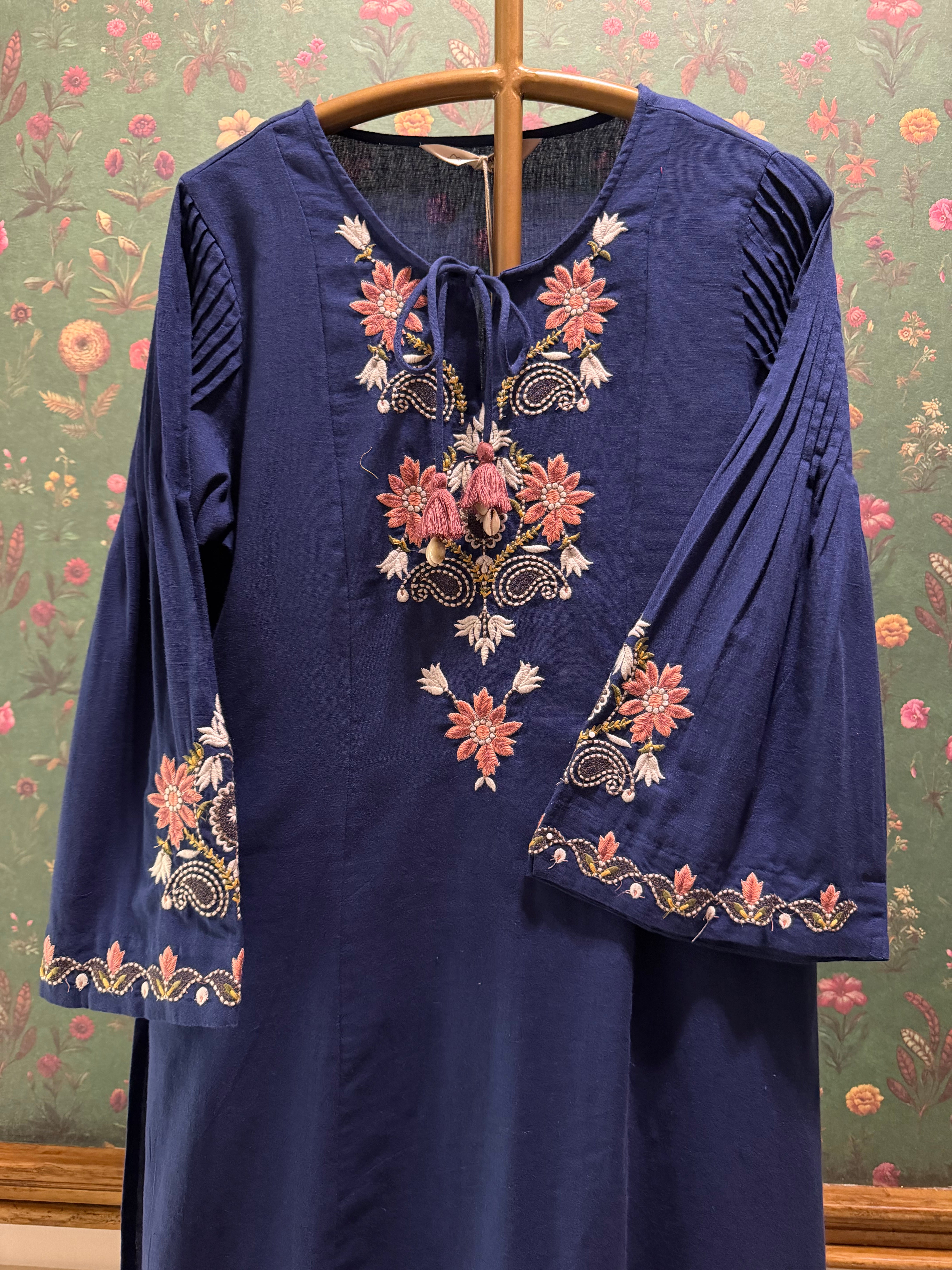 Blue Embroidered A-Line Kurta Set | HER-723