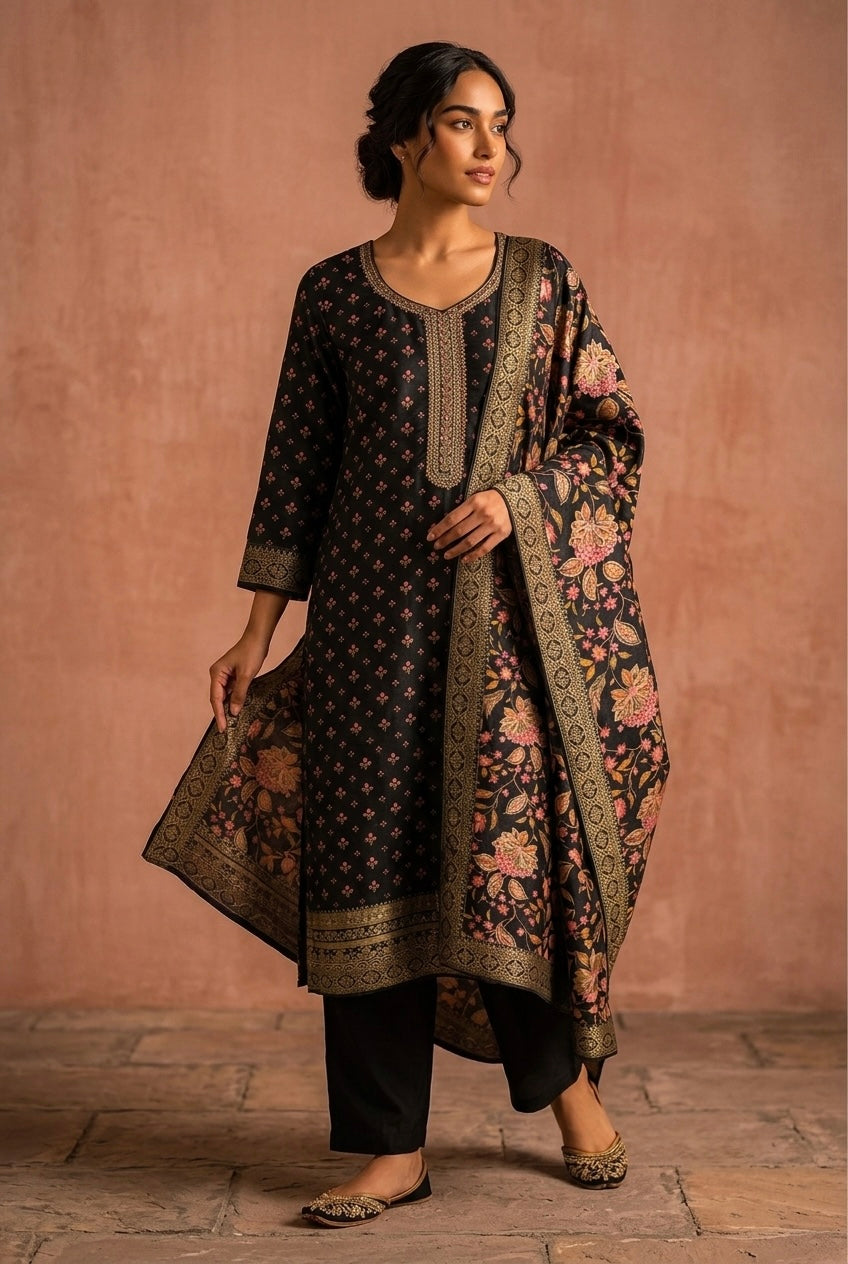 Kanika Black Banarasi Suit Set | HER-557