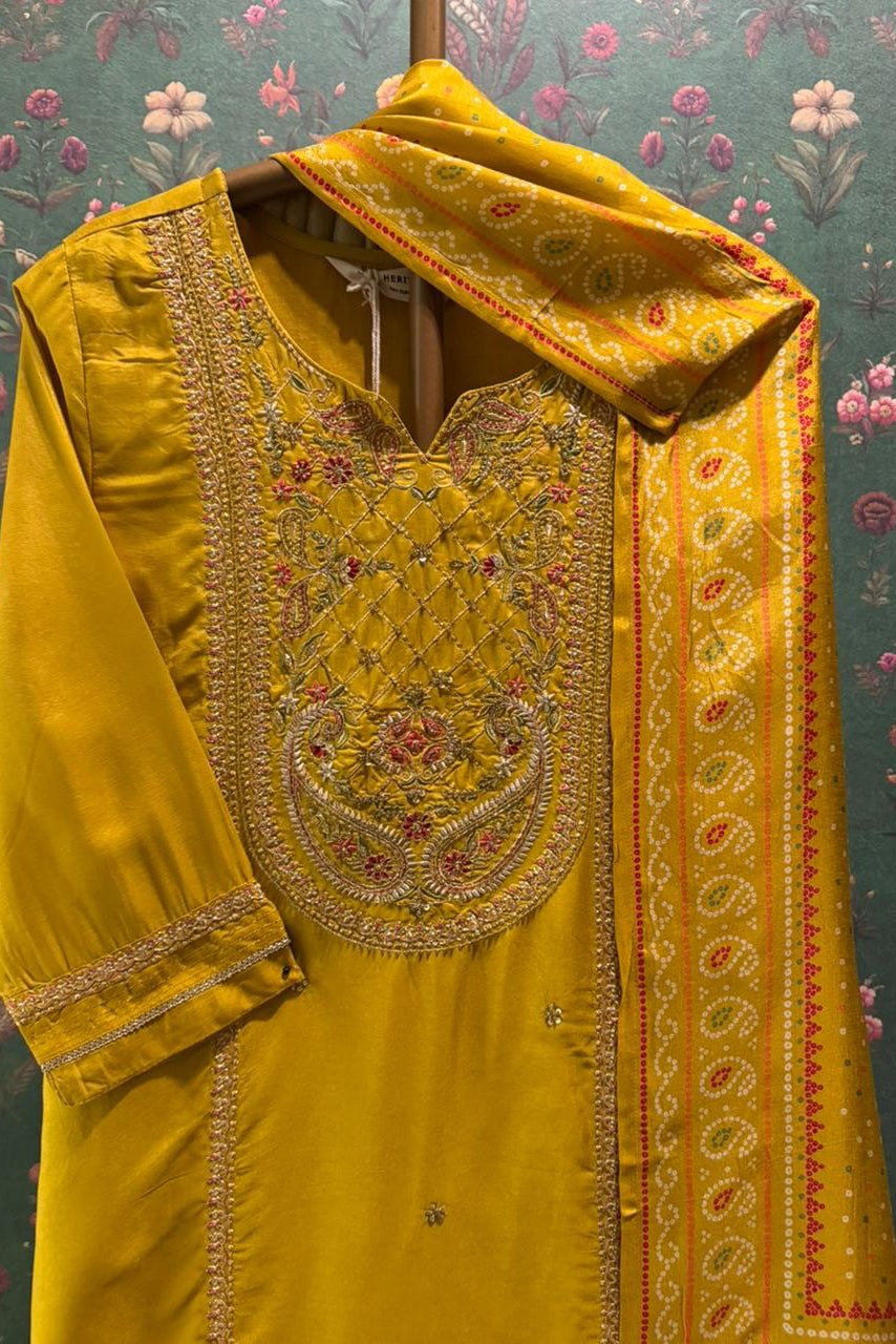 Rajrani Lime Yellow Festive Suit Set | HER-660