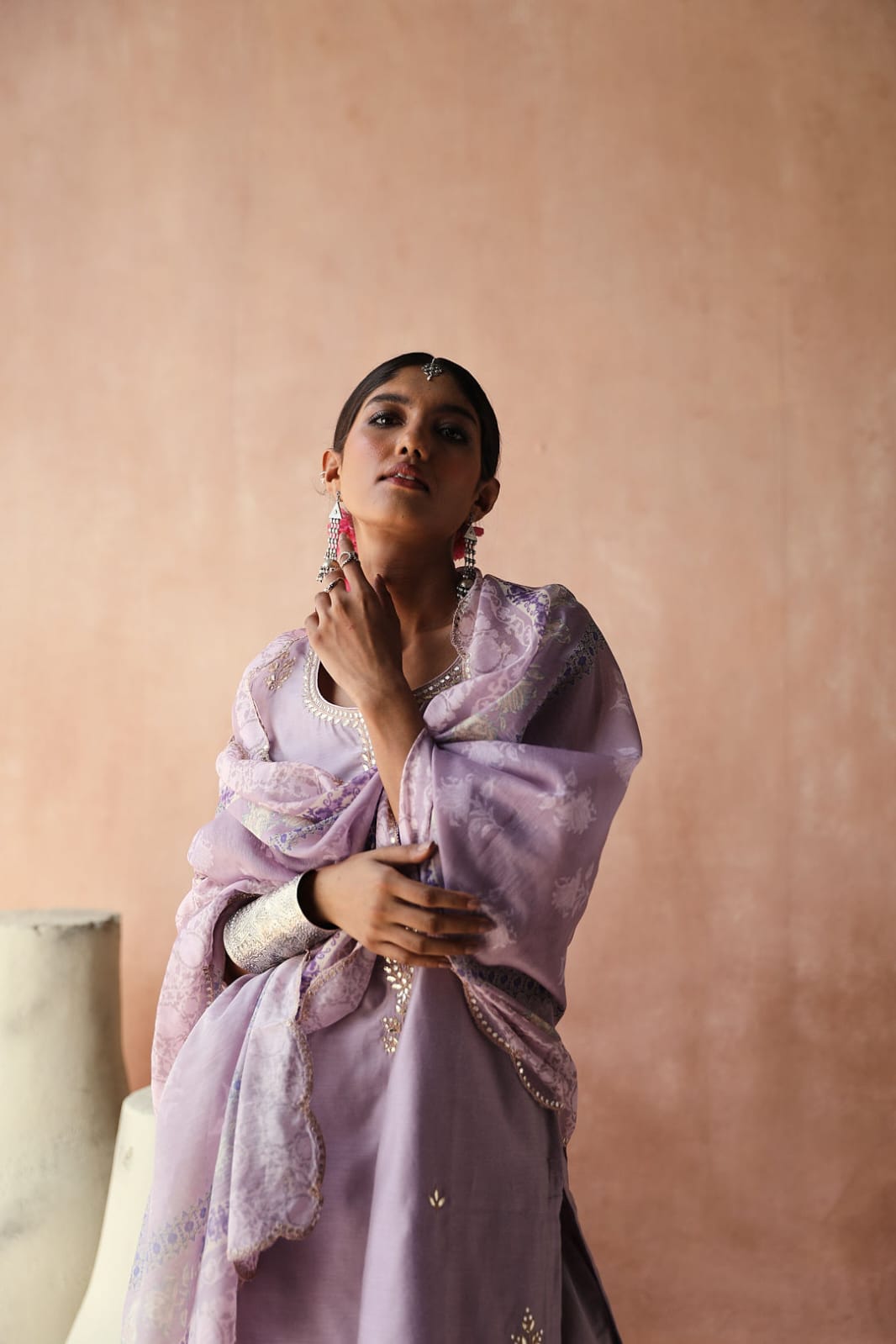 Lilac Chanderi Kurta Set | HER-252