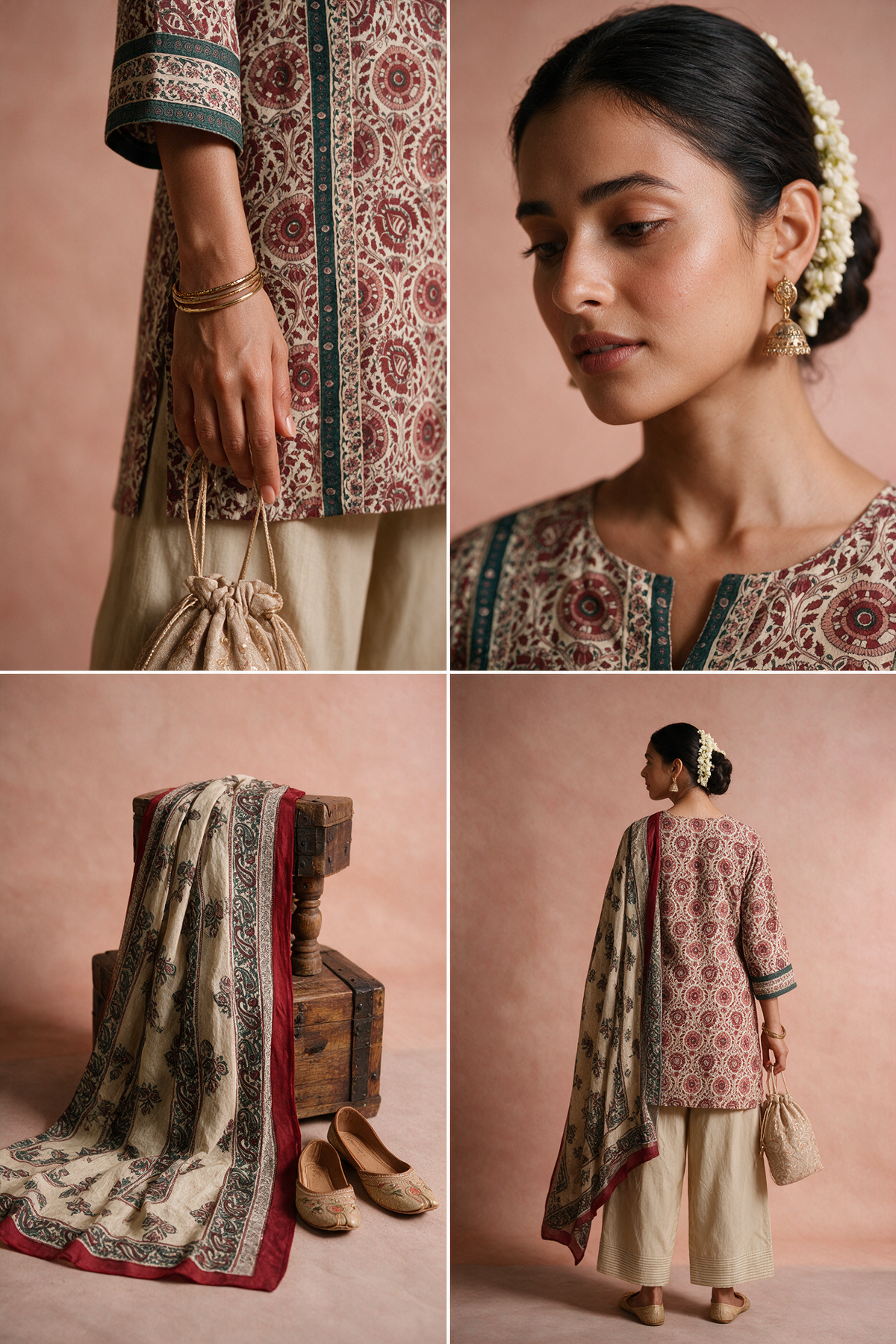Maroon & Ivory Farshi Salwar Set