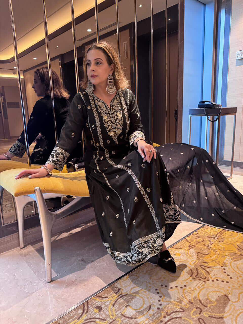 Black Handcrafted Embroidered Suit Set | HER-564