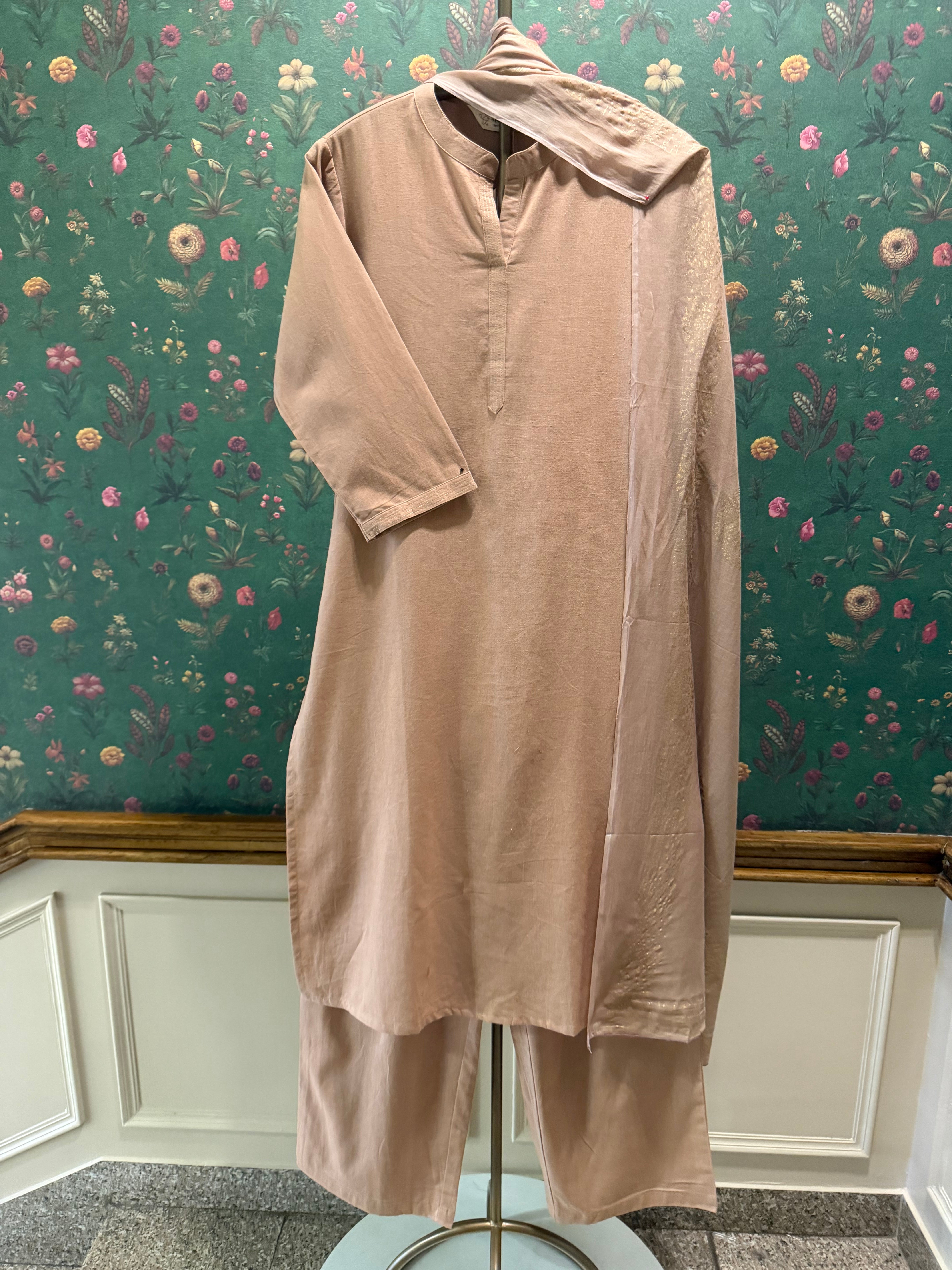 Blush Beige Minimal Suit Set | HER-704