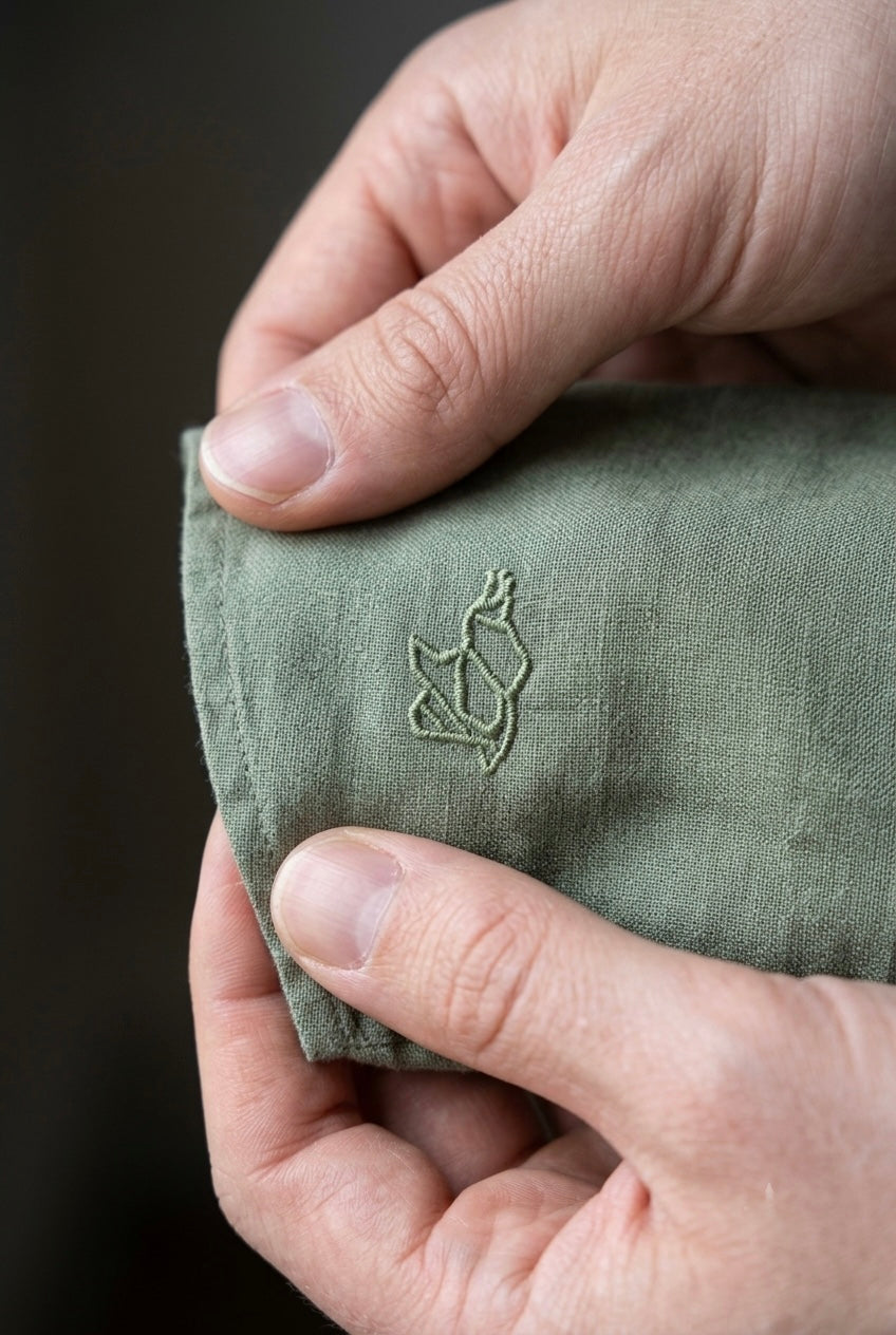Men’s Sage Olive Green Pure Linen Full Sleeves Shirt