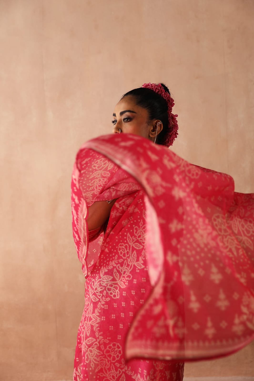 Pink Bandhani Chanderi Suit Set | HER-254