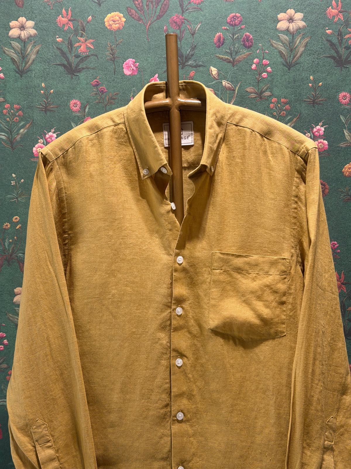 Men’s Mustard Yellow Pure Linen Full Sleeves Shirt