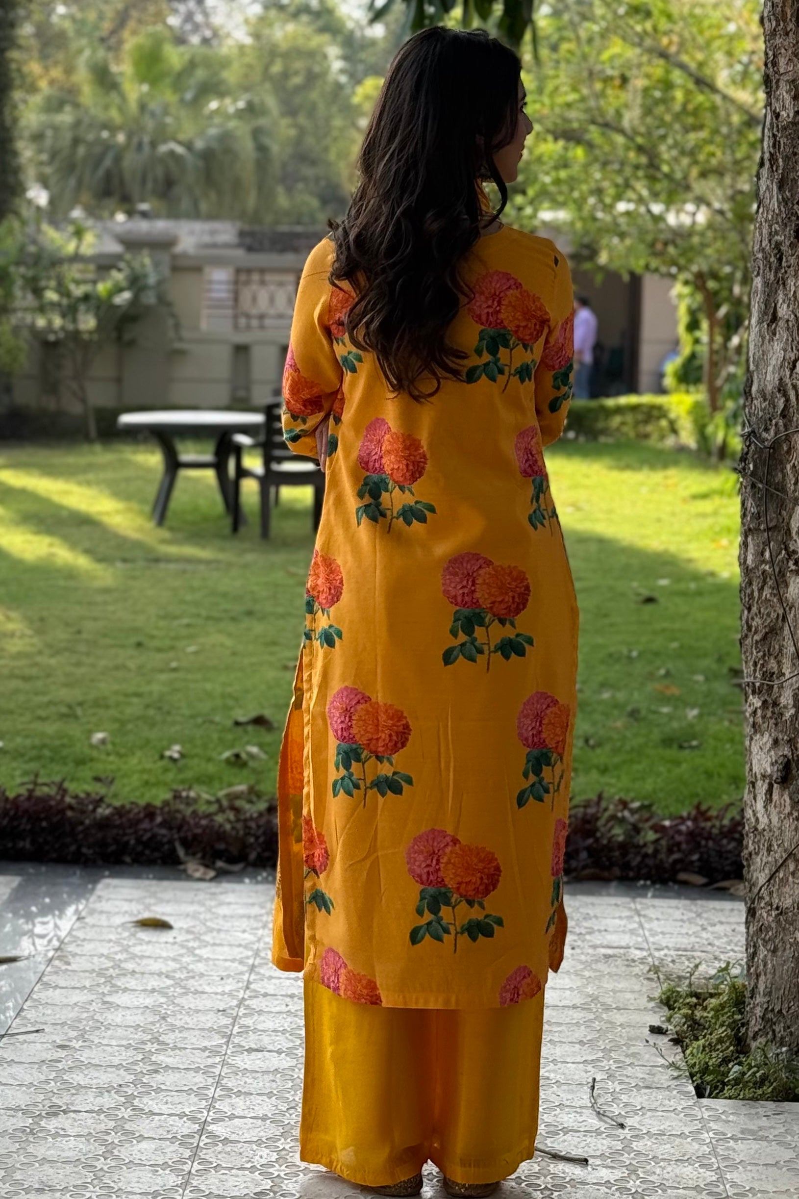 Yellow Floral Chanderi Suit Set | HER-608