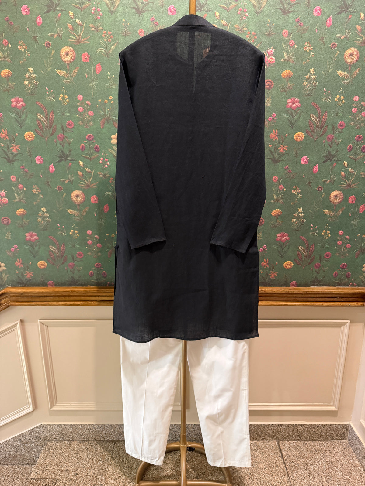 Men’s Pure Linen Kurta Pajama Set – Black