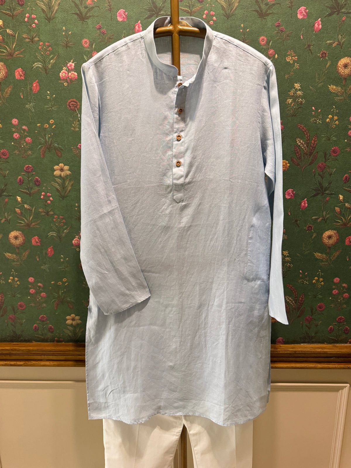 Men’s Pure Linen Kurta Pajama Set - Powder Blue