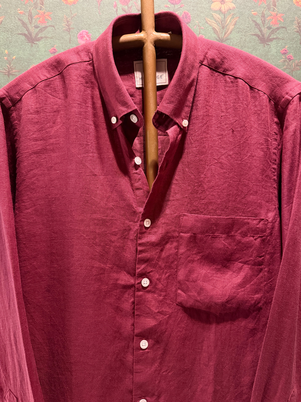 Men’s Wine Pure Linen Full Sleeves Shirt